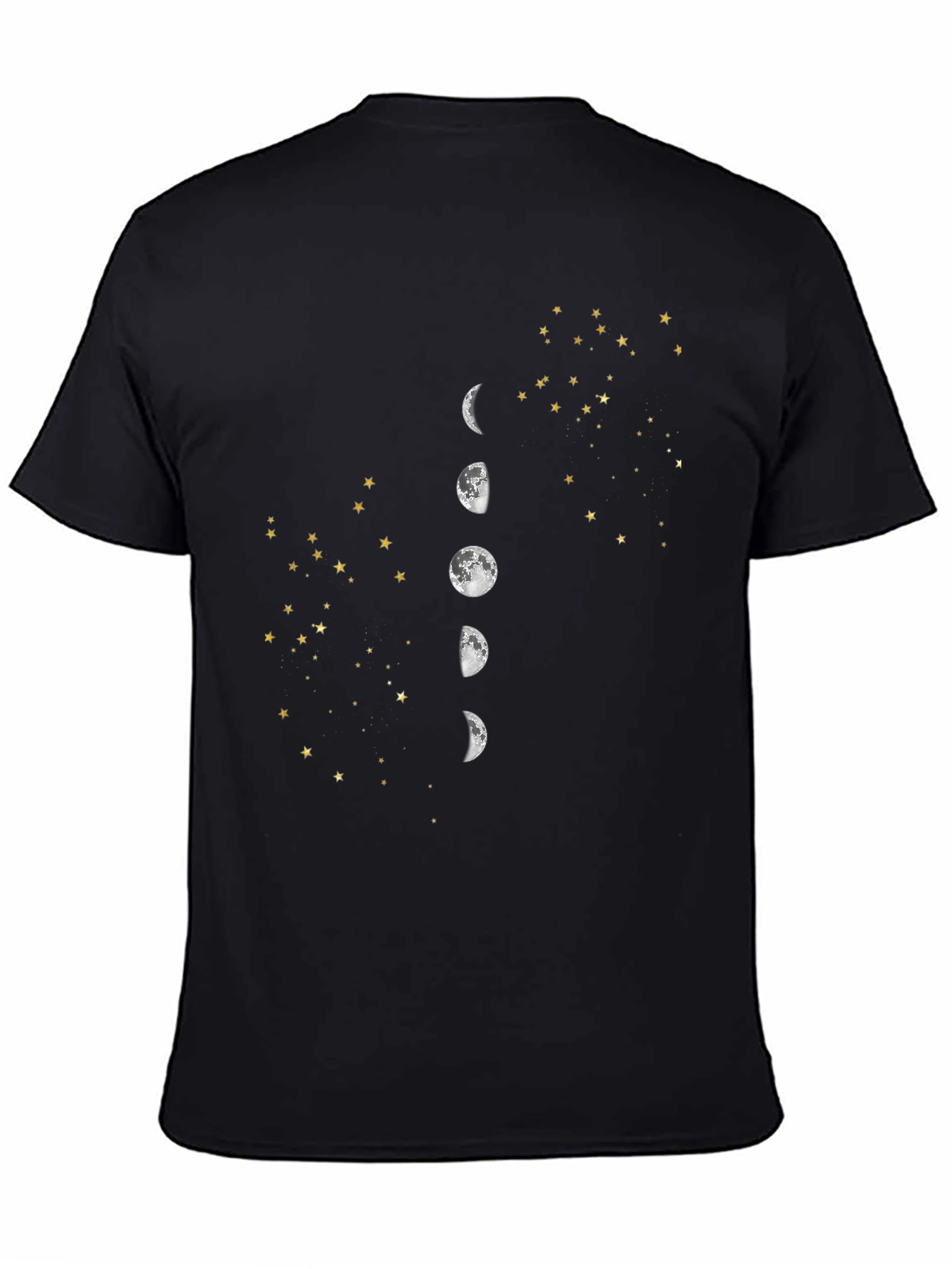 Lunar Phase & Starry Sky Graphic Tee - Black