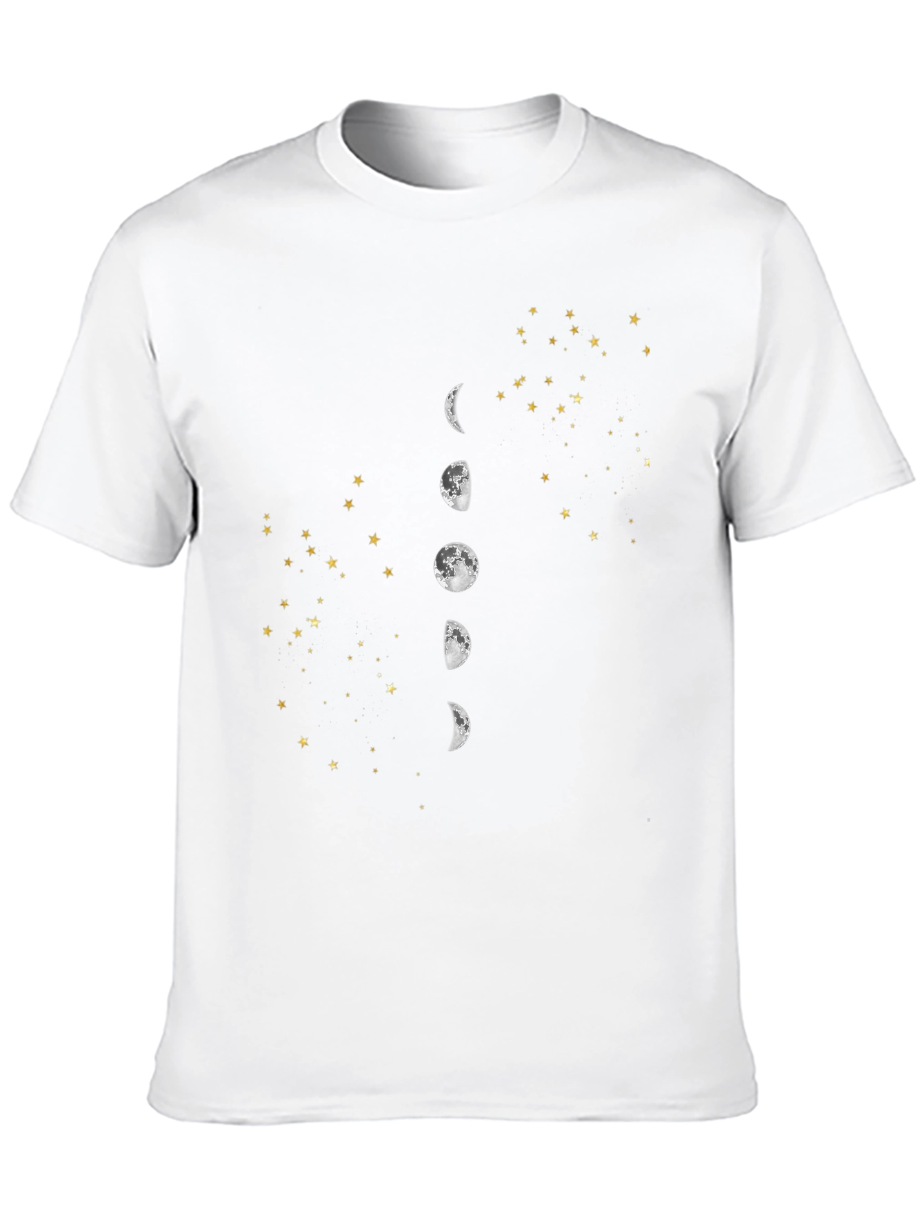 Lunar Phase & Starry Sky Graphic Tee - Black