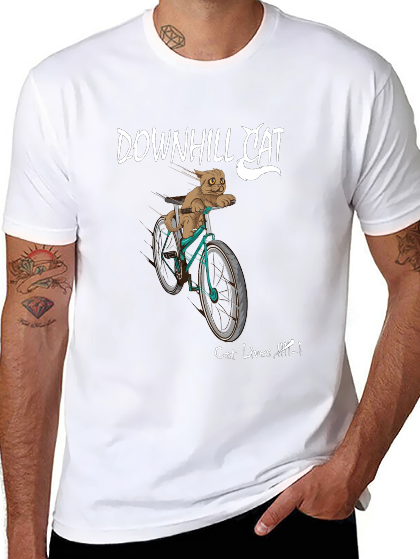 Downhill Cat Graphic T-Shirt