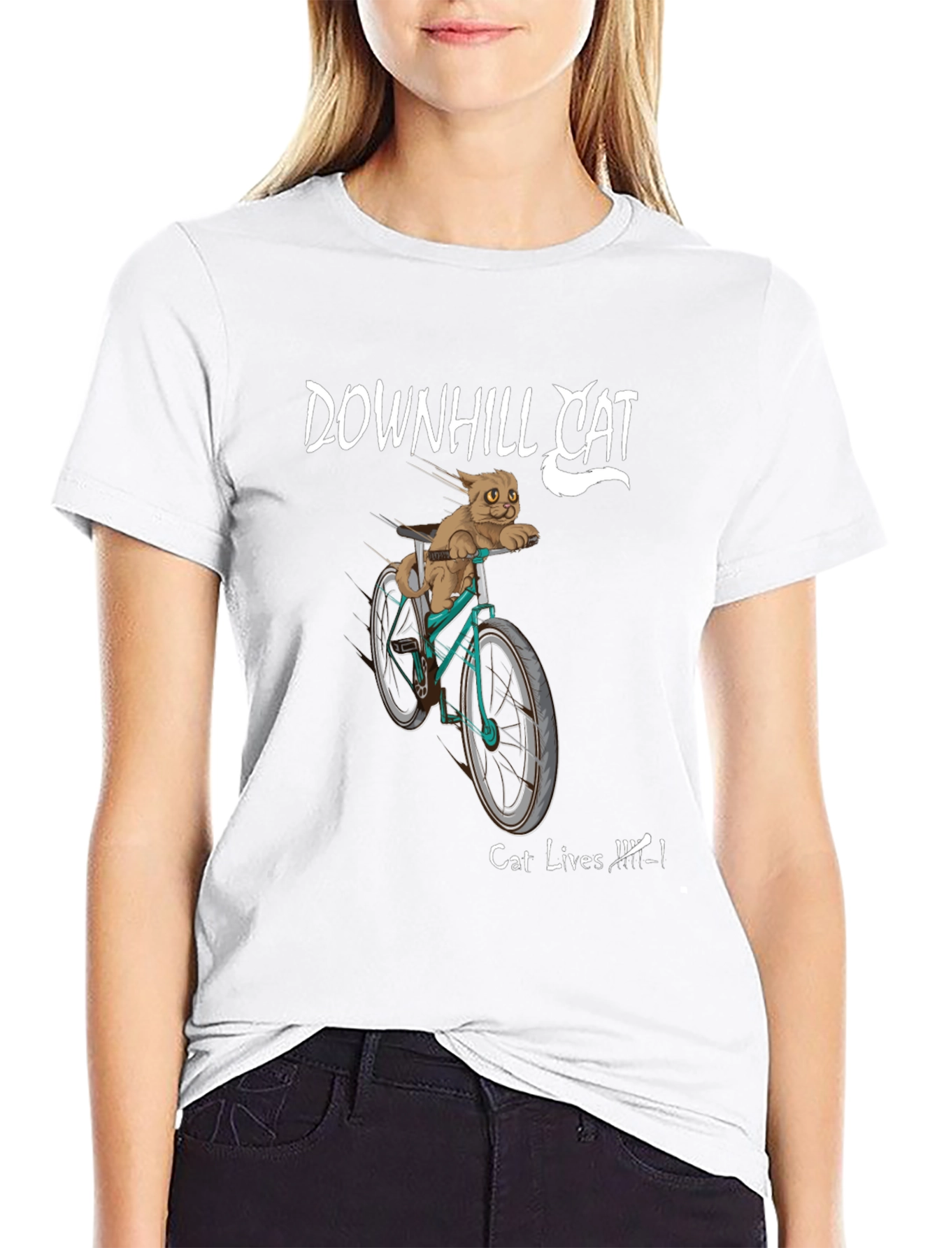 Downhill Cat Graphic T-Shirt