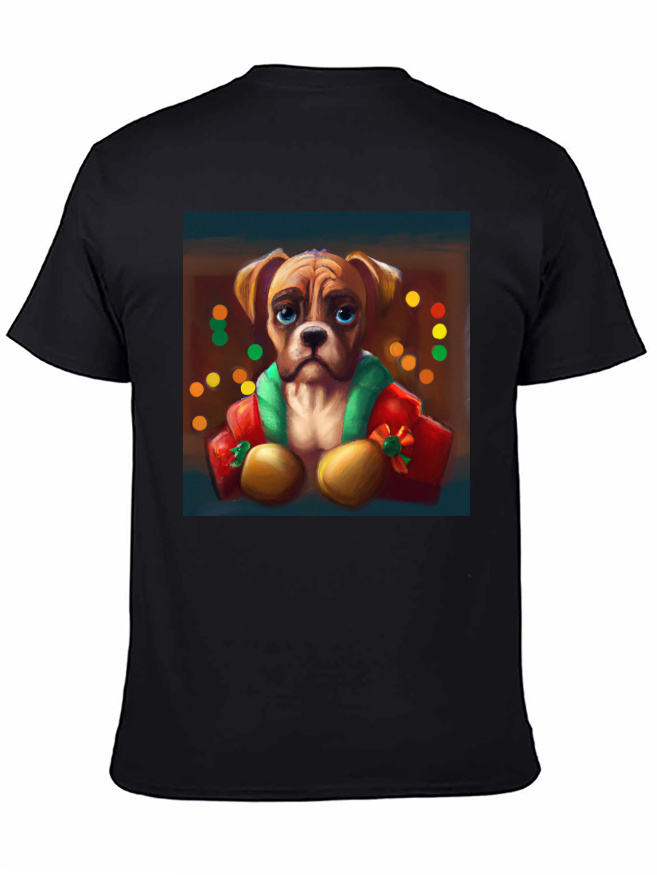 Dog Portrait Tee: Festive Boxer Graphic T-Shirt