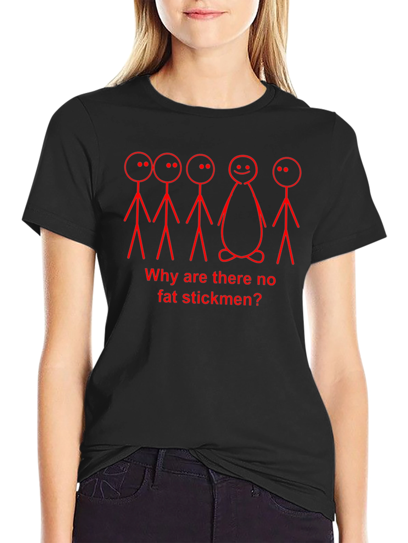 Funny Stickmen Graphic Black T-Shirt