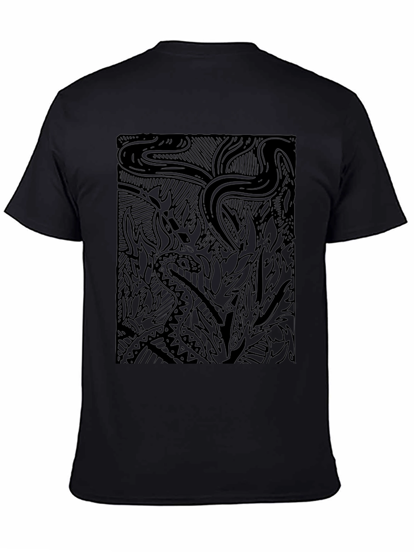 Abstract Snake Print Black Tee