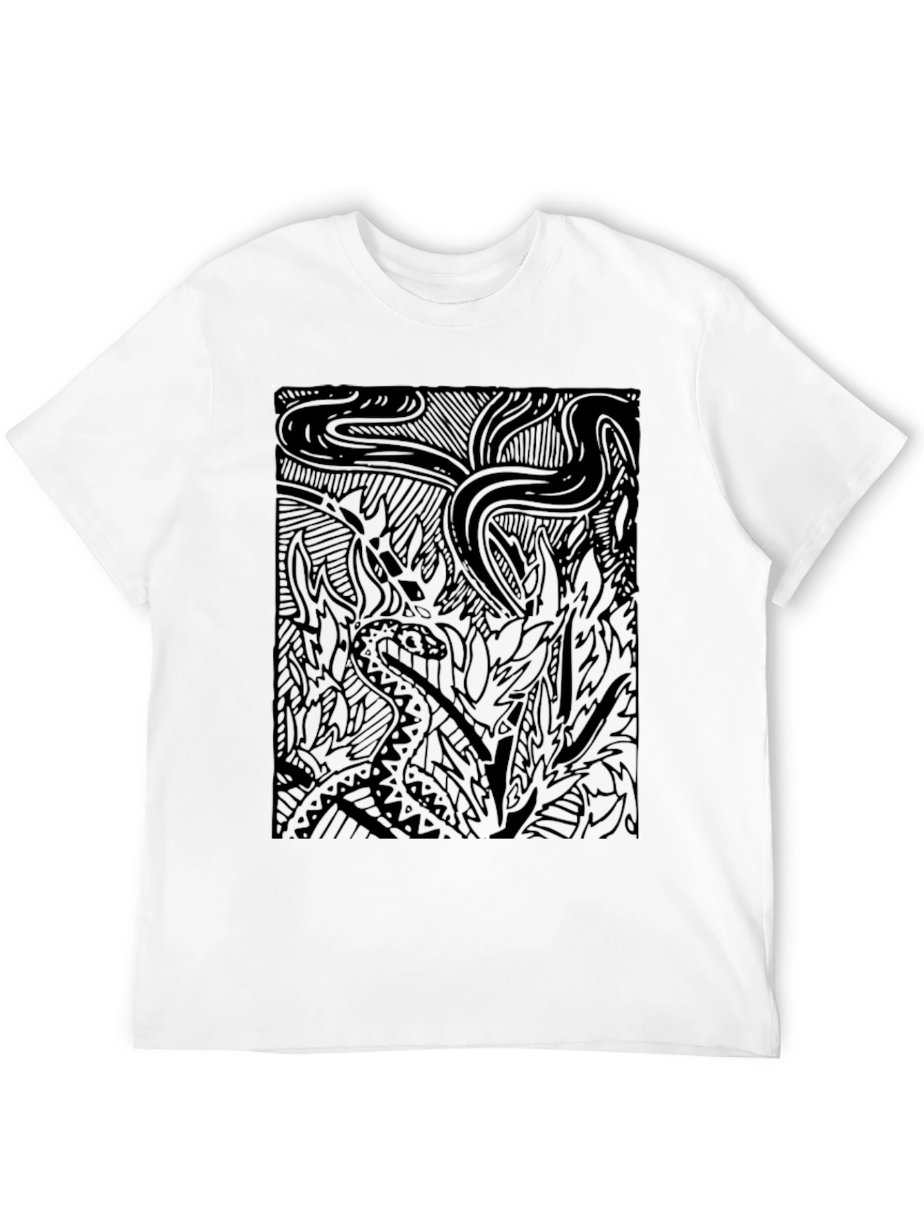 Abstract Snake Print Black Tee