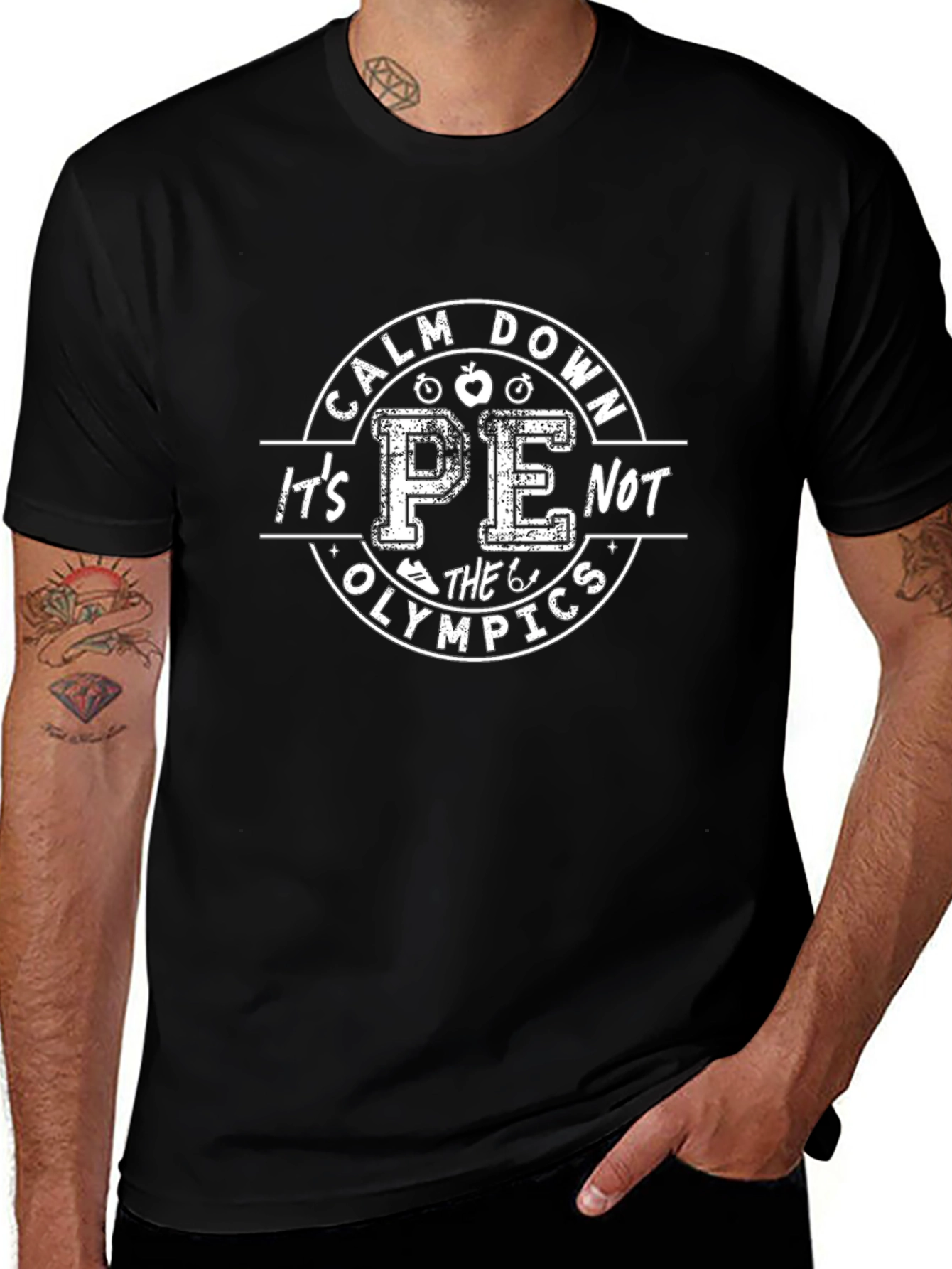 Calm Down Its PE Not The Olympics Black T-Shirt