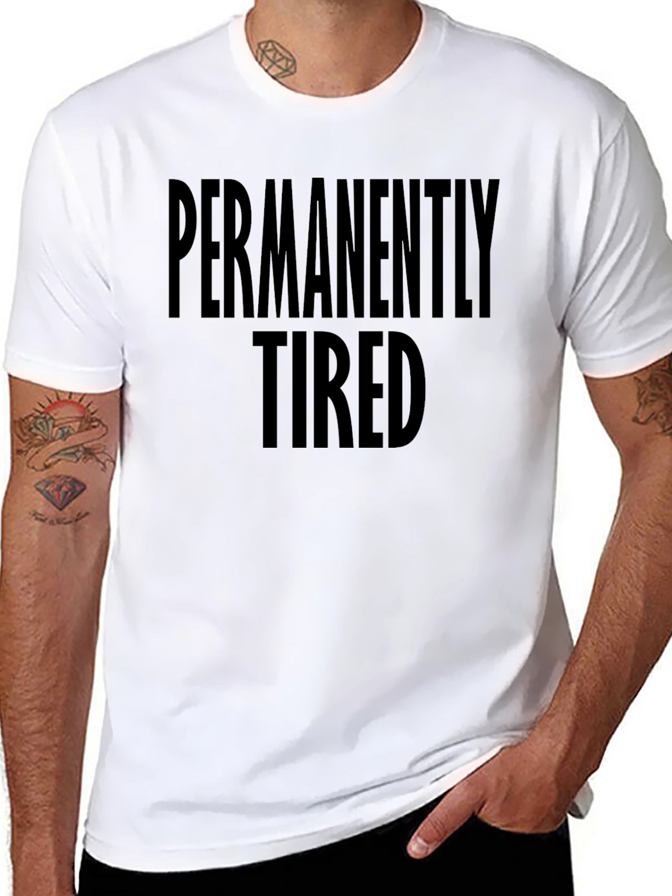 Permanently Tired Black Crewneck T-Shirt