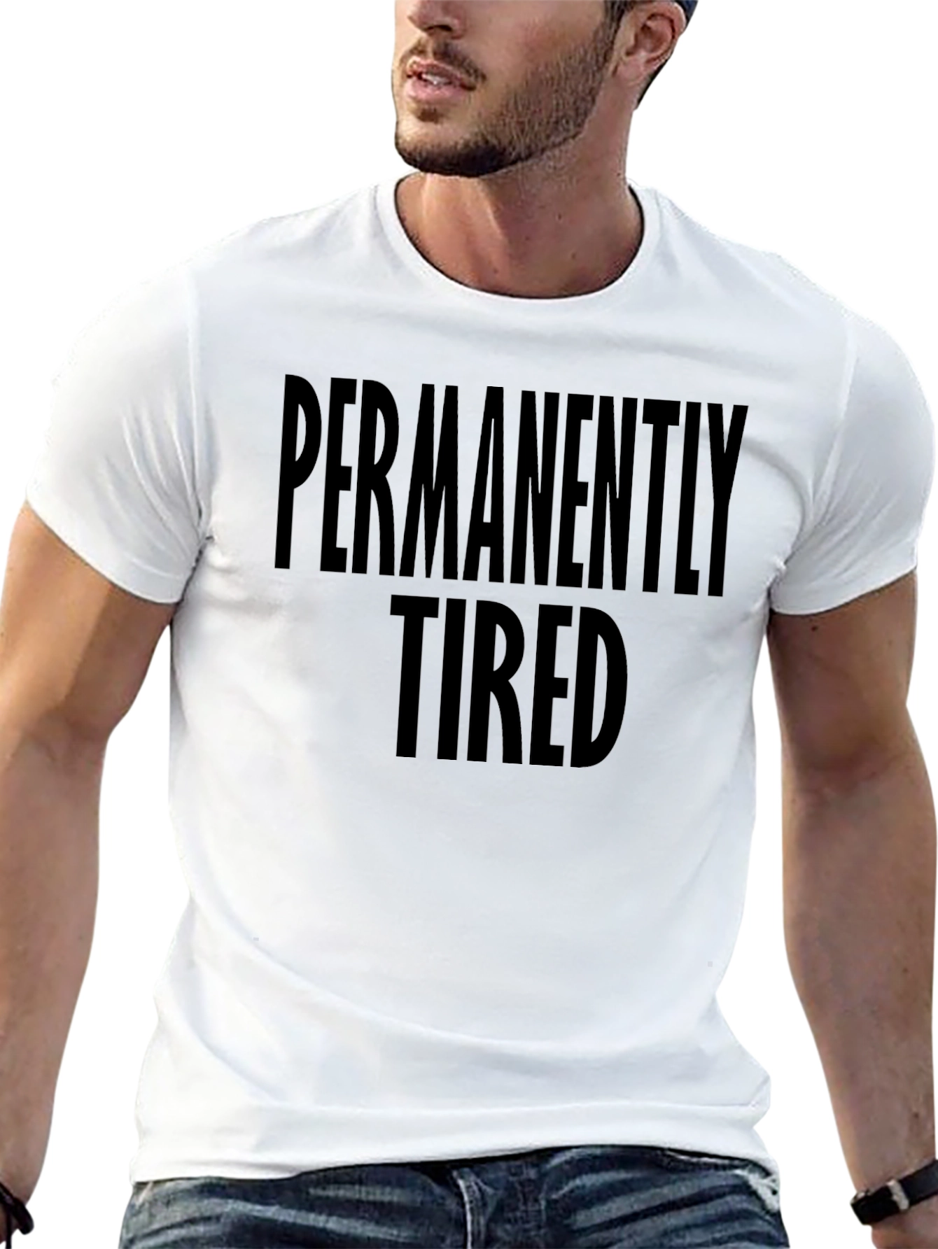 Permanently Tired Black Crewneck T-Shirt
