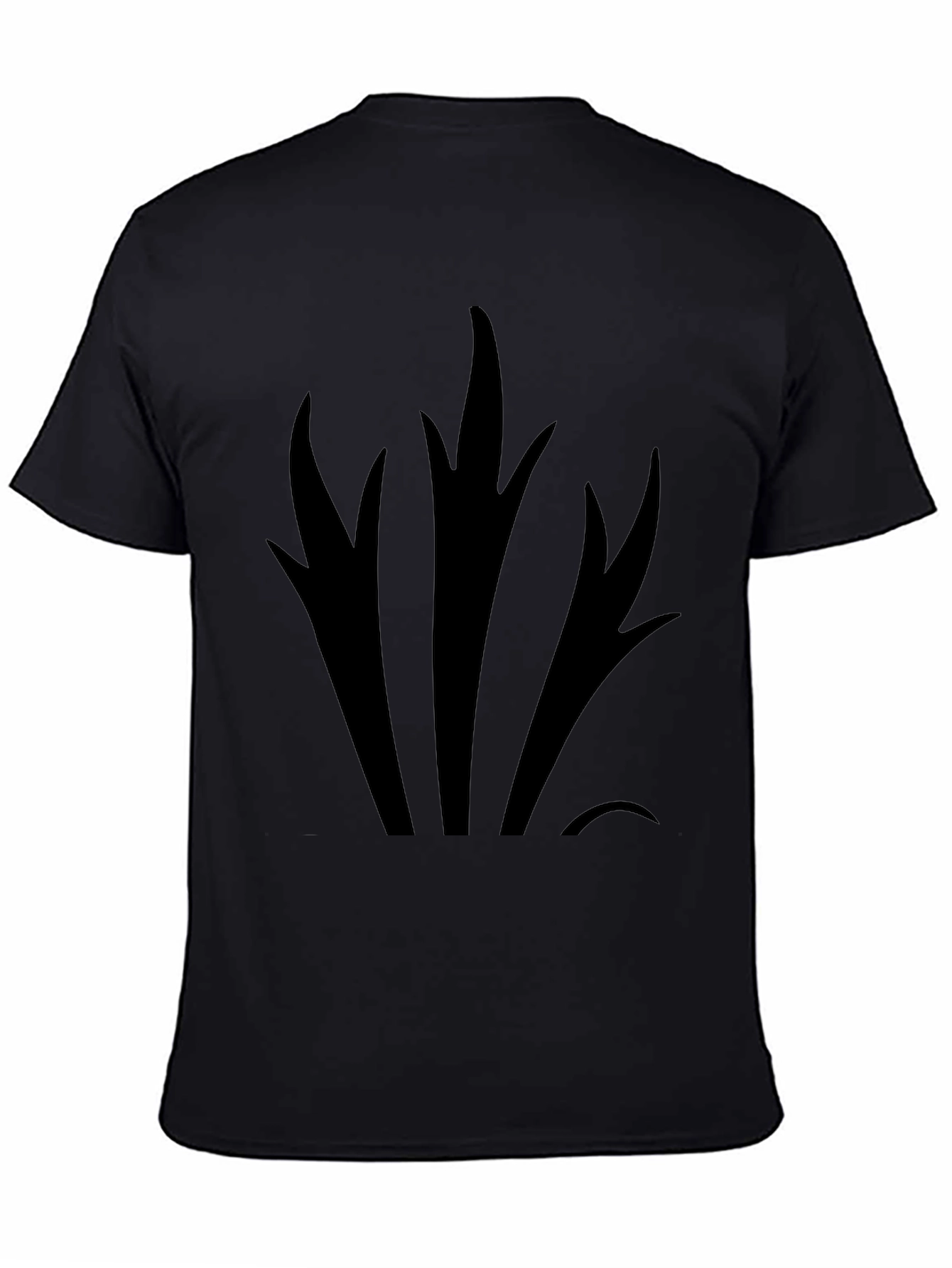 Mens Black Graphic Tee - Abstract Plant Design