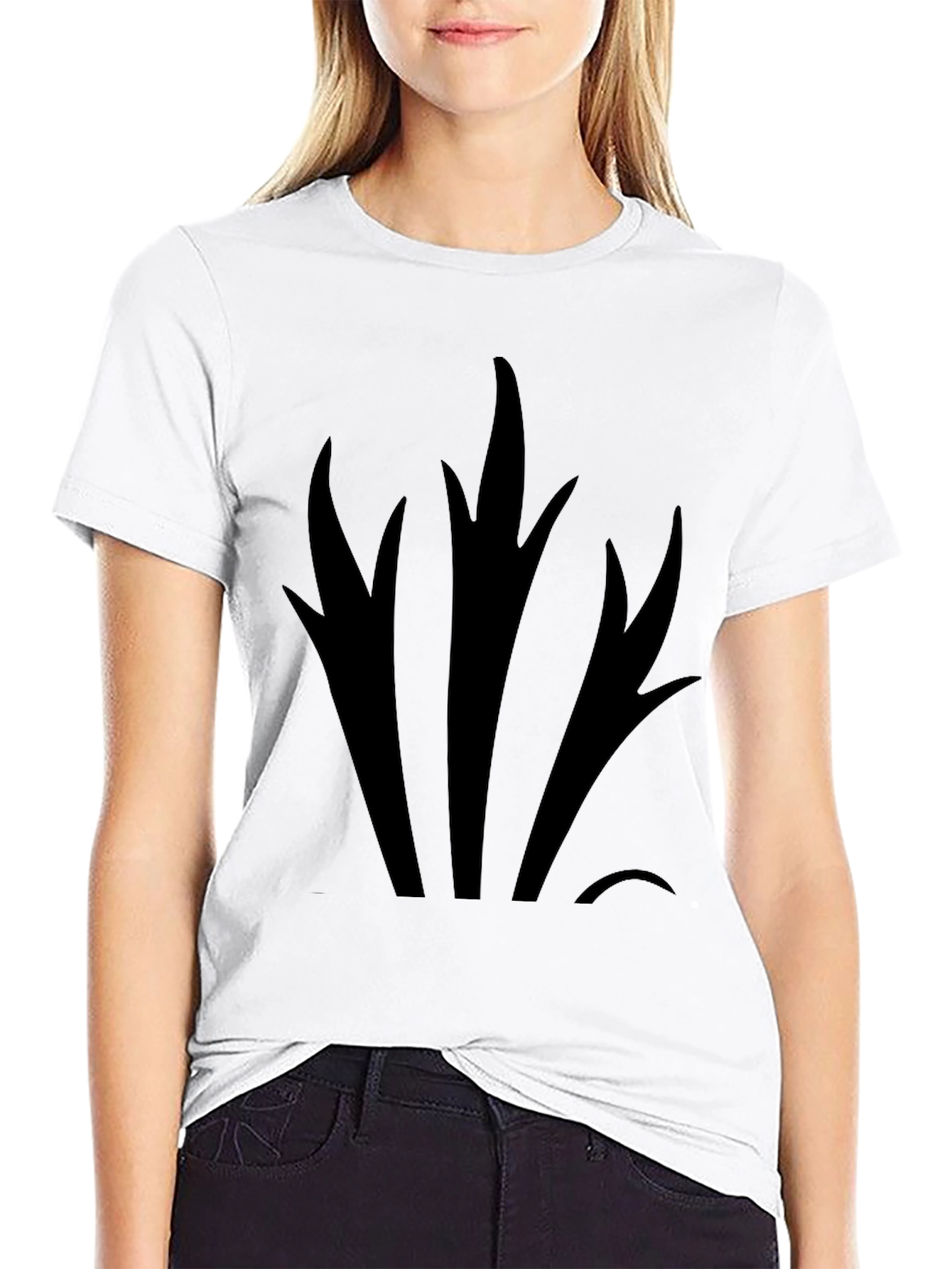 Mens Black Graphic Tee - Abstract Plant Design