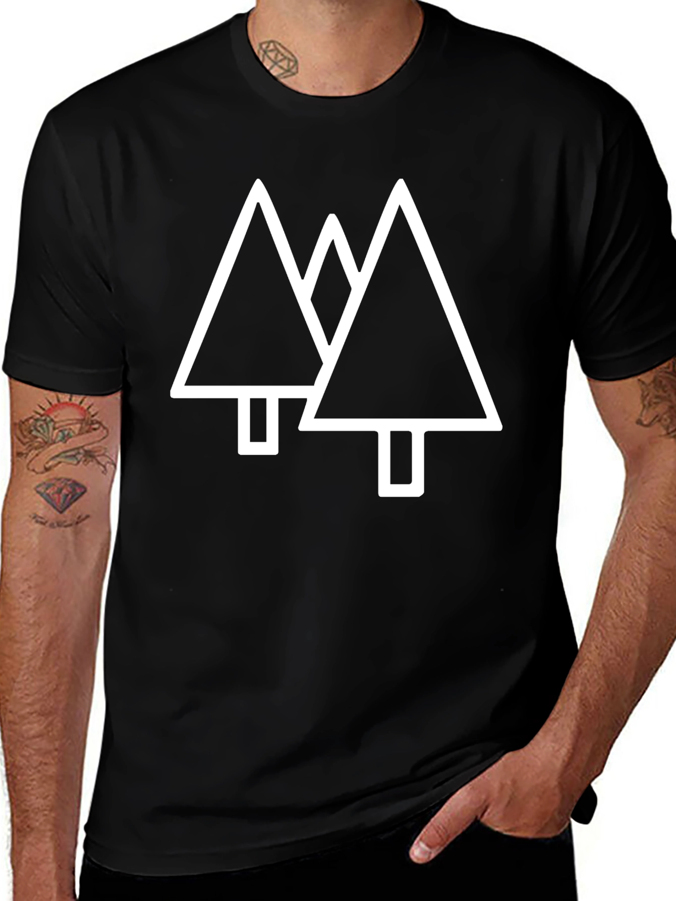 Minimalist Tree Graphic Black T-Shirt