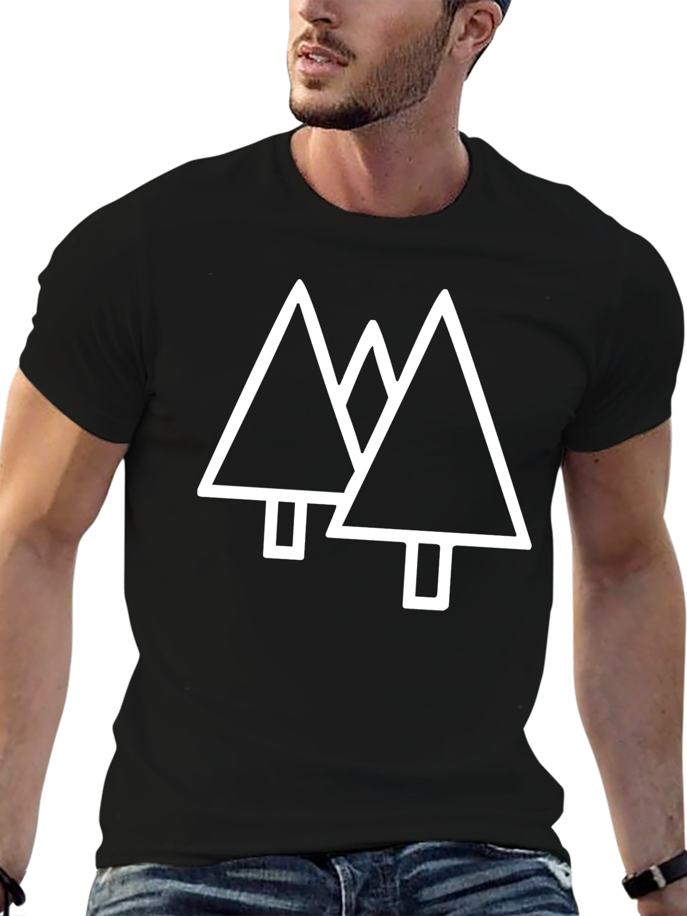 Minimalist Tree Graphic Black T-Shirt