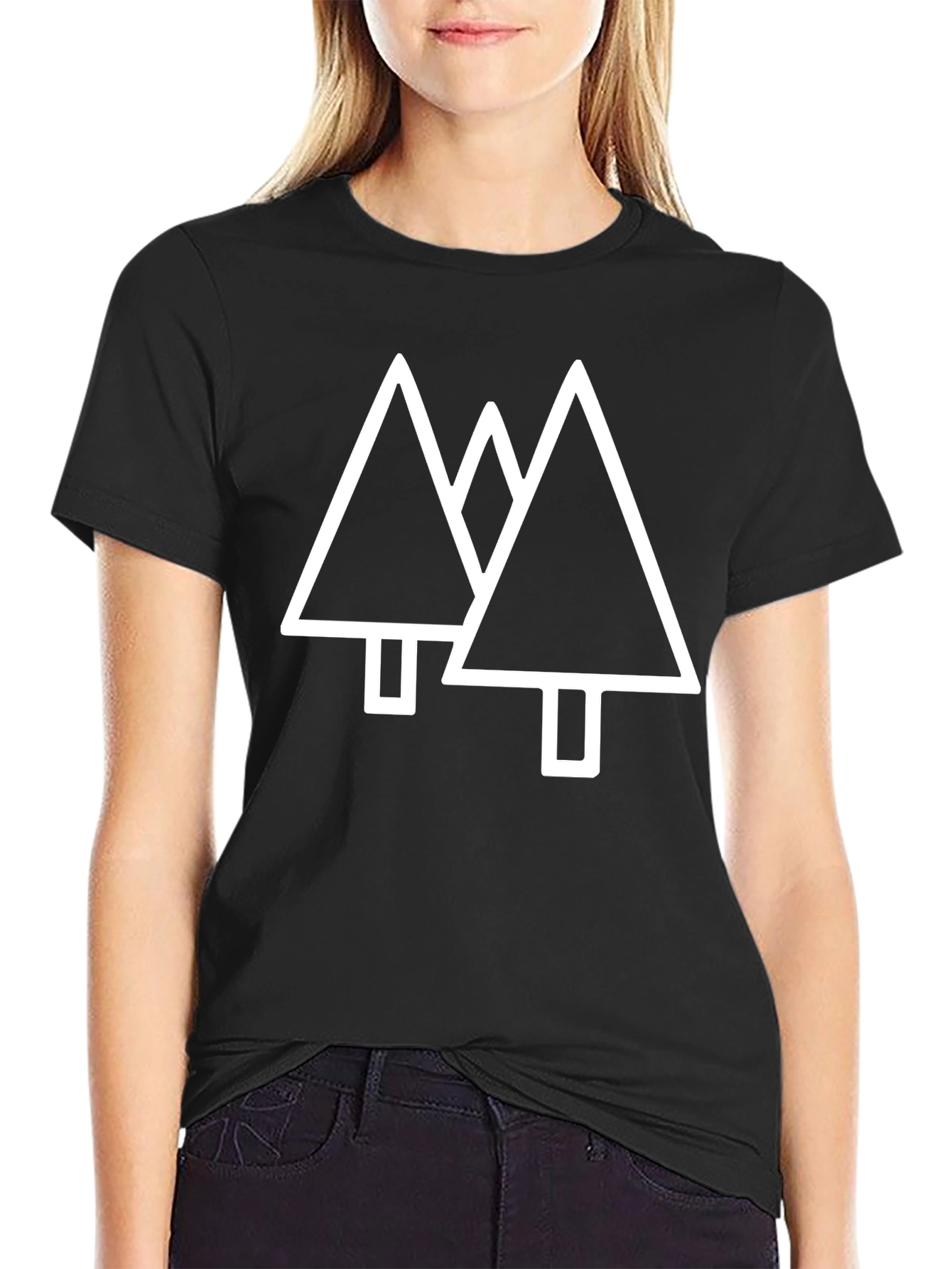 Minimalist Tree Graphic Black T-Shirt