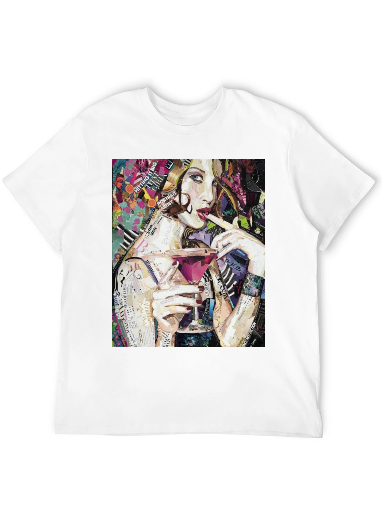 Stylish Woman Portrait Collage Art Graphic T-Shirt
