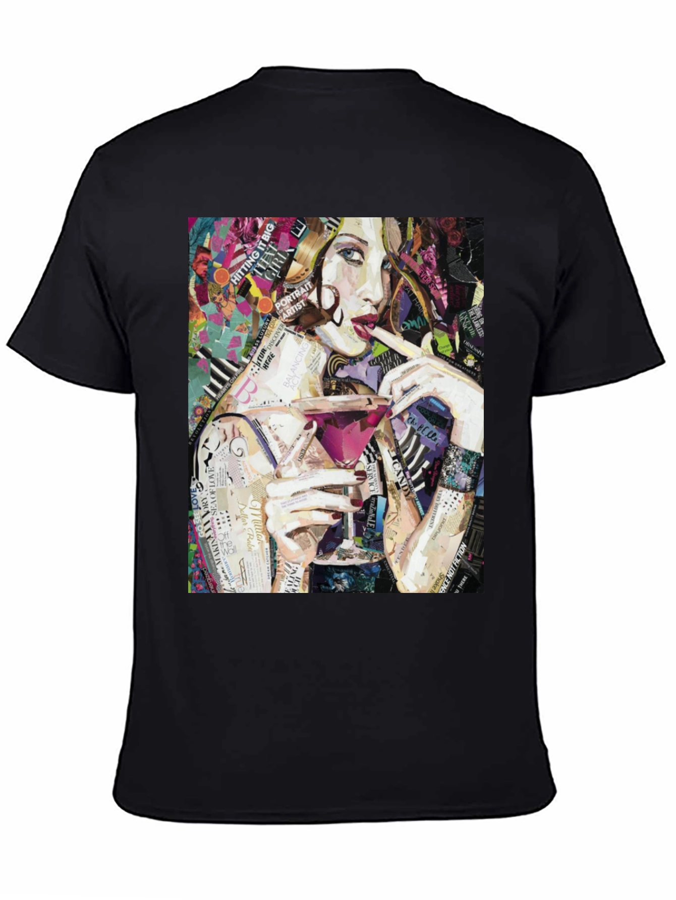 Stylish Woman Portrait Collage Art Graphic T-Shirt