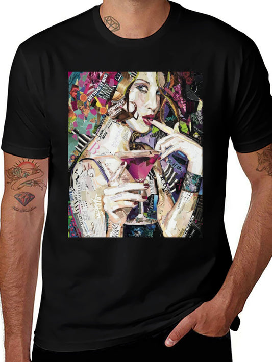 Stylish Woman Portrait Collage Art Graphic T-Shirt