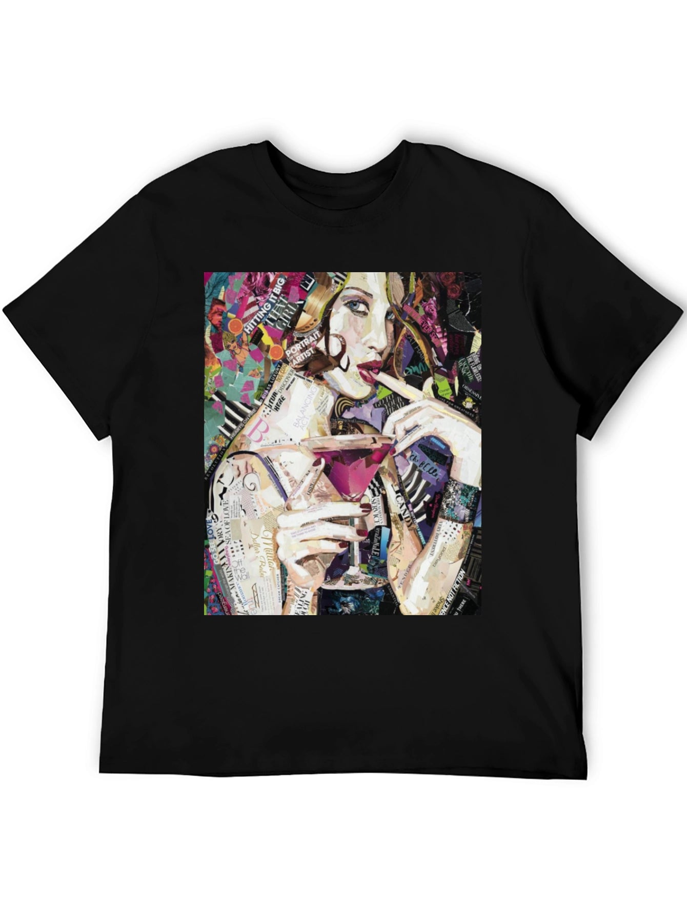 Stylish Woman Portrait Collage Art Graphic T-Shirt
