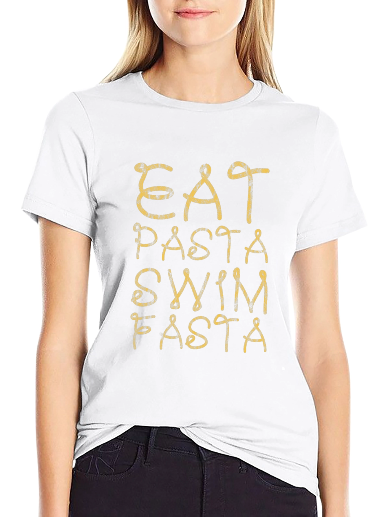 Eat Pasta Swim Fasta Black T-Shirt