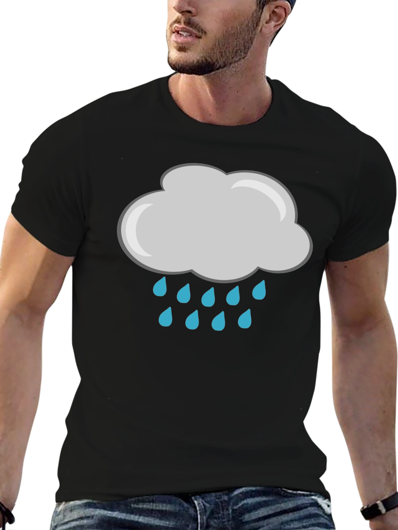 Rainy Day Graphic Tee - Black Cotton T-Shirt