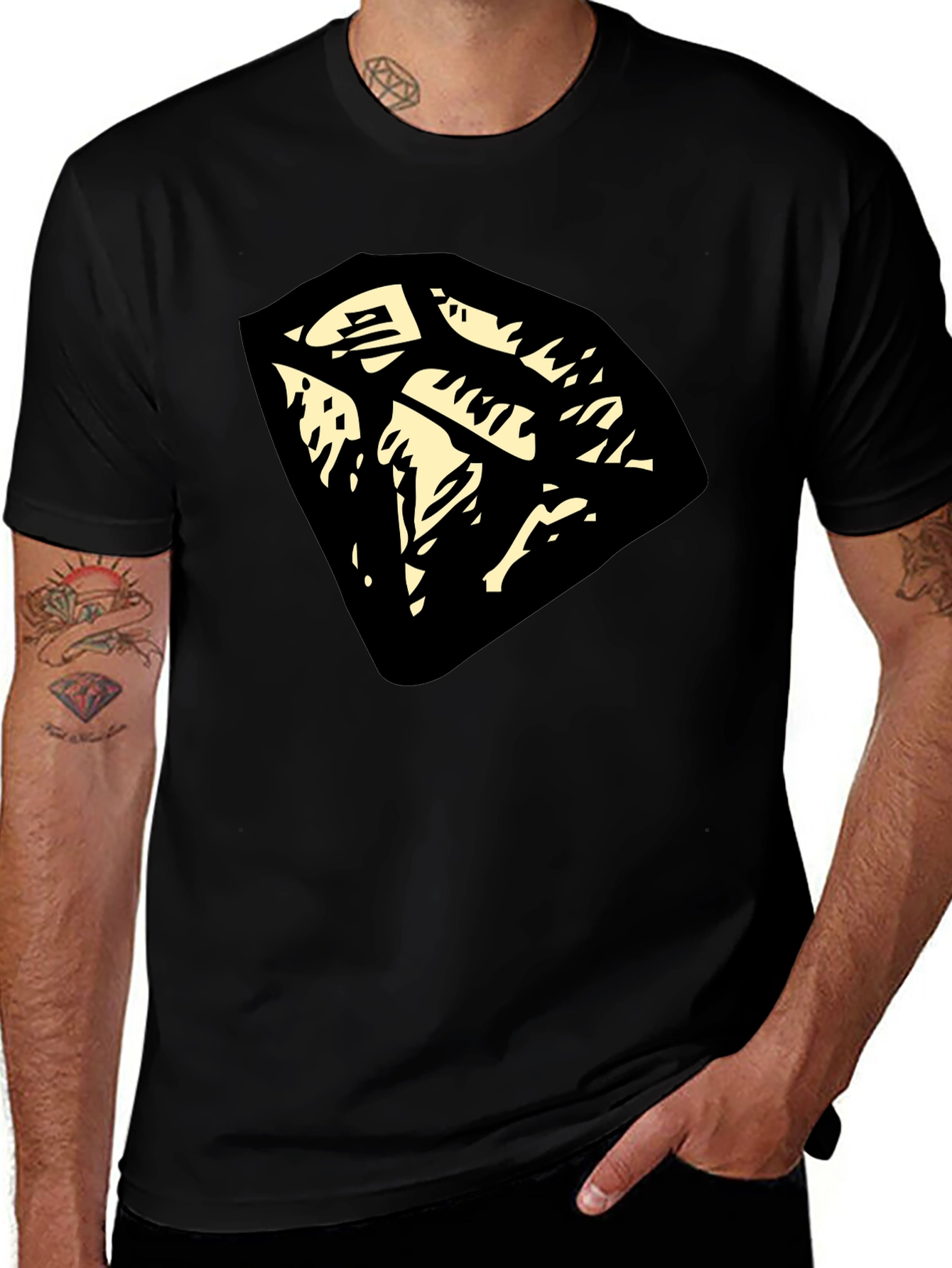 Graphic Tee: Abstract Diamond Design - Black