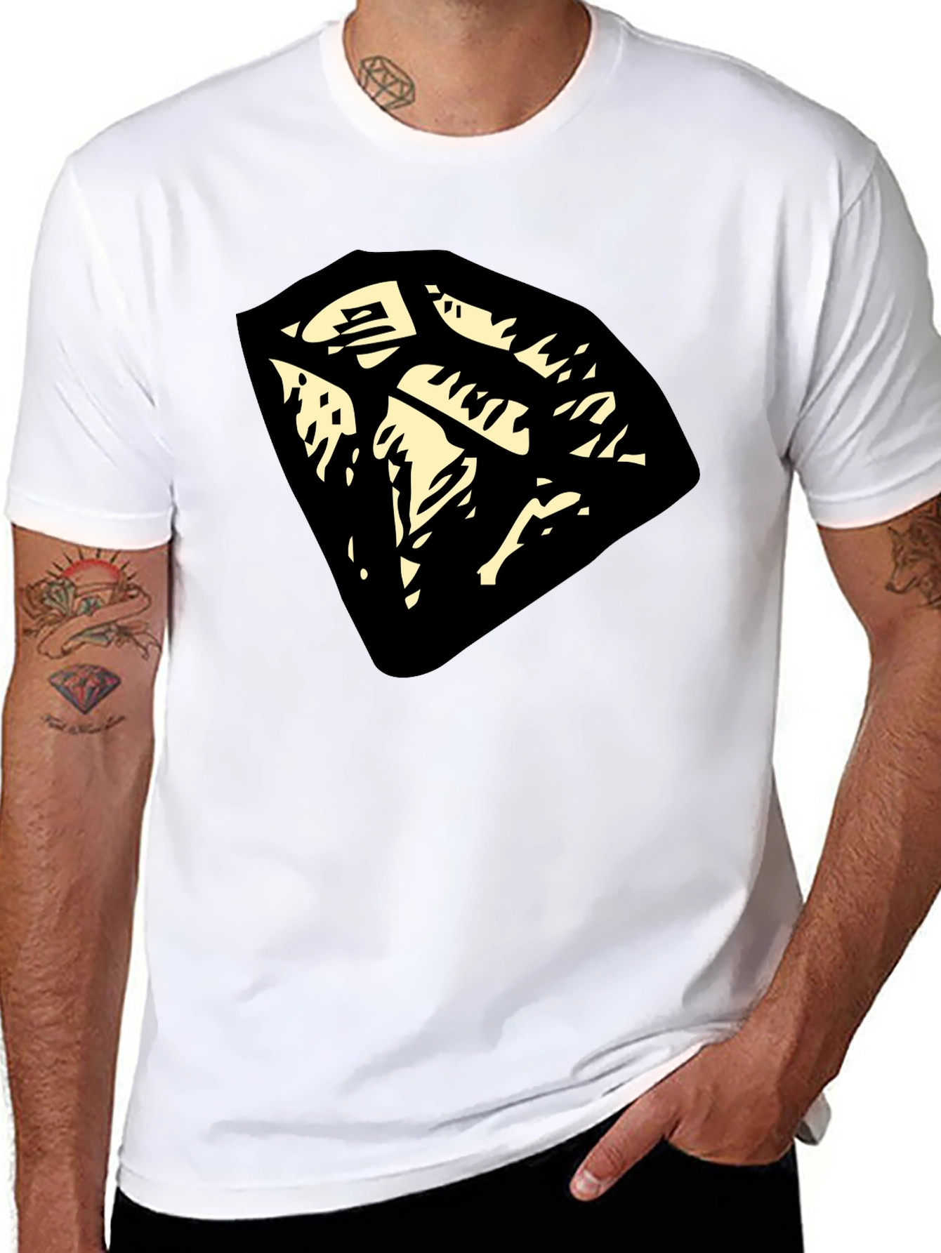 Graphic Tee: Abstract Diamond Design - Black