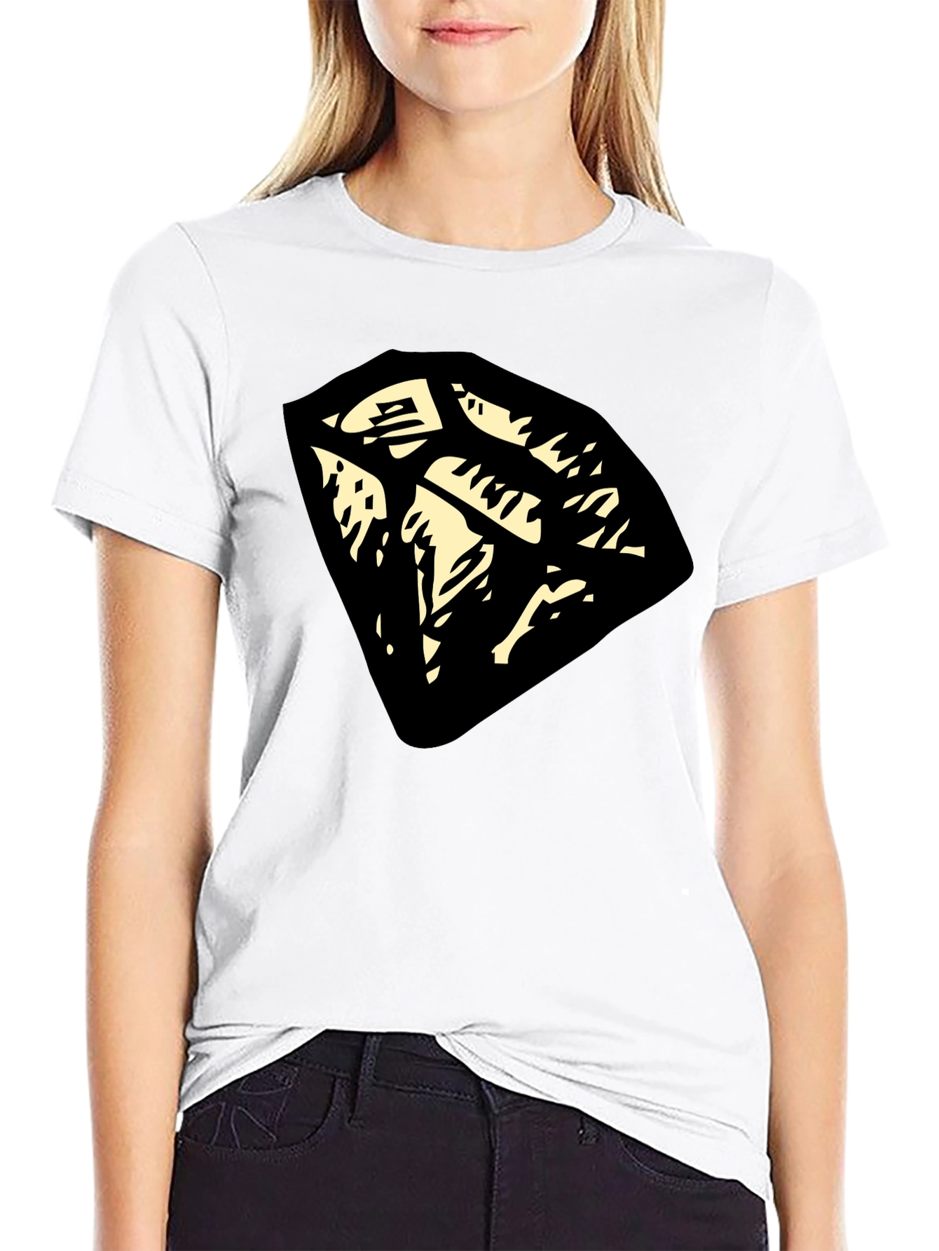 Graphic Tee: Abstract Diamond Design - Black