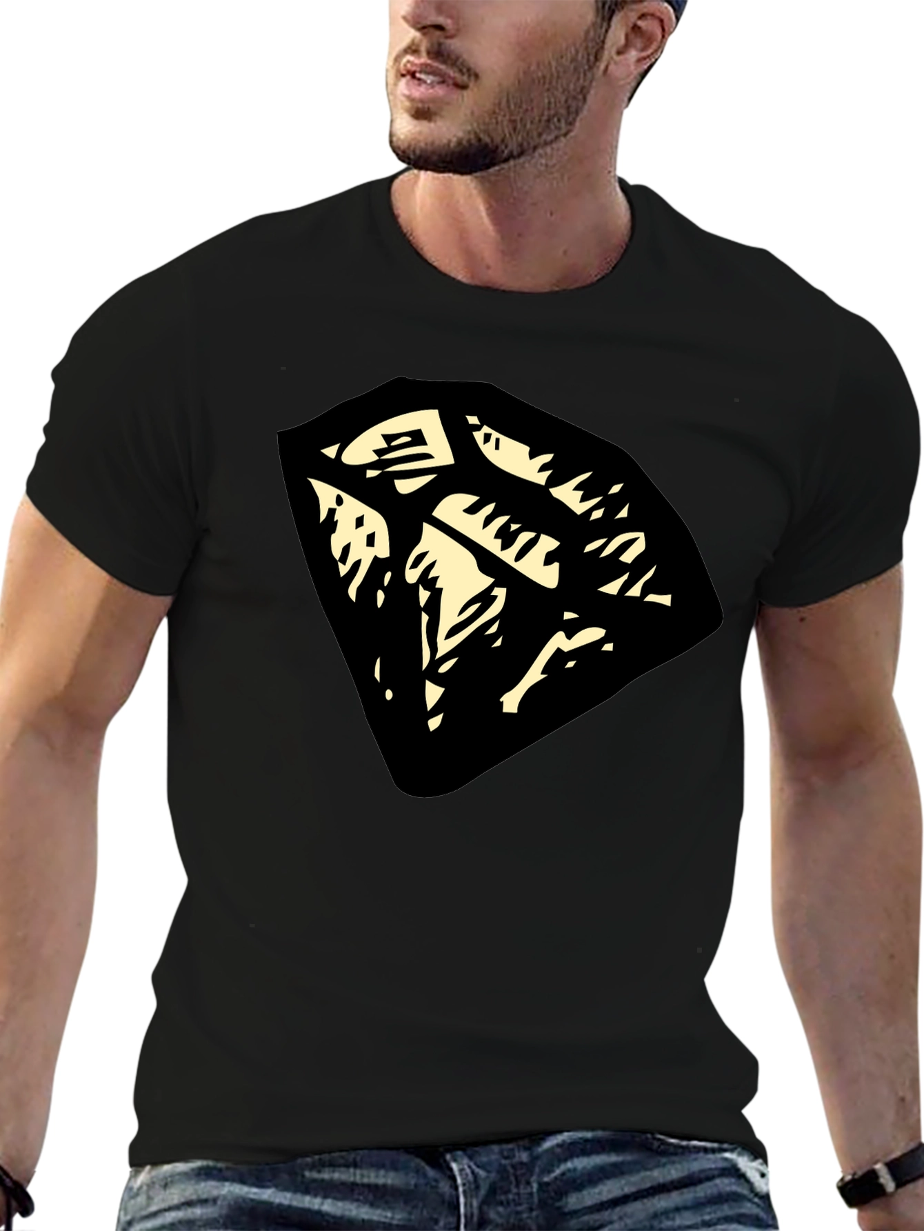 Graphic Tee: Abstract Diamond Design - Black