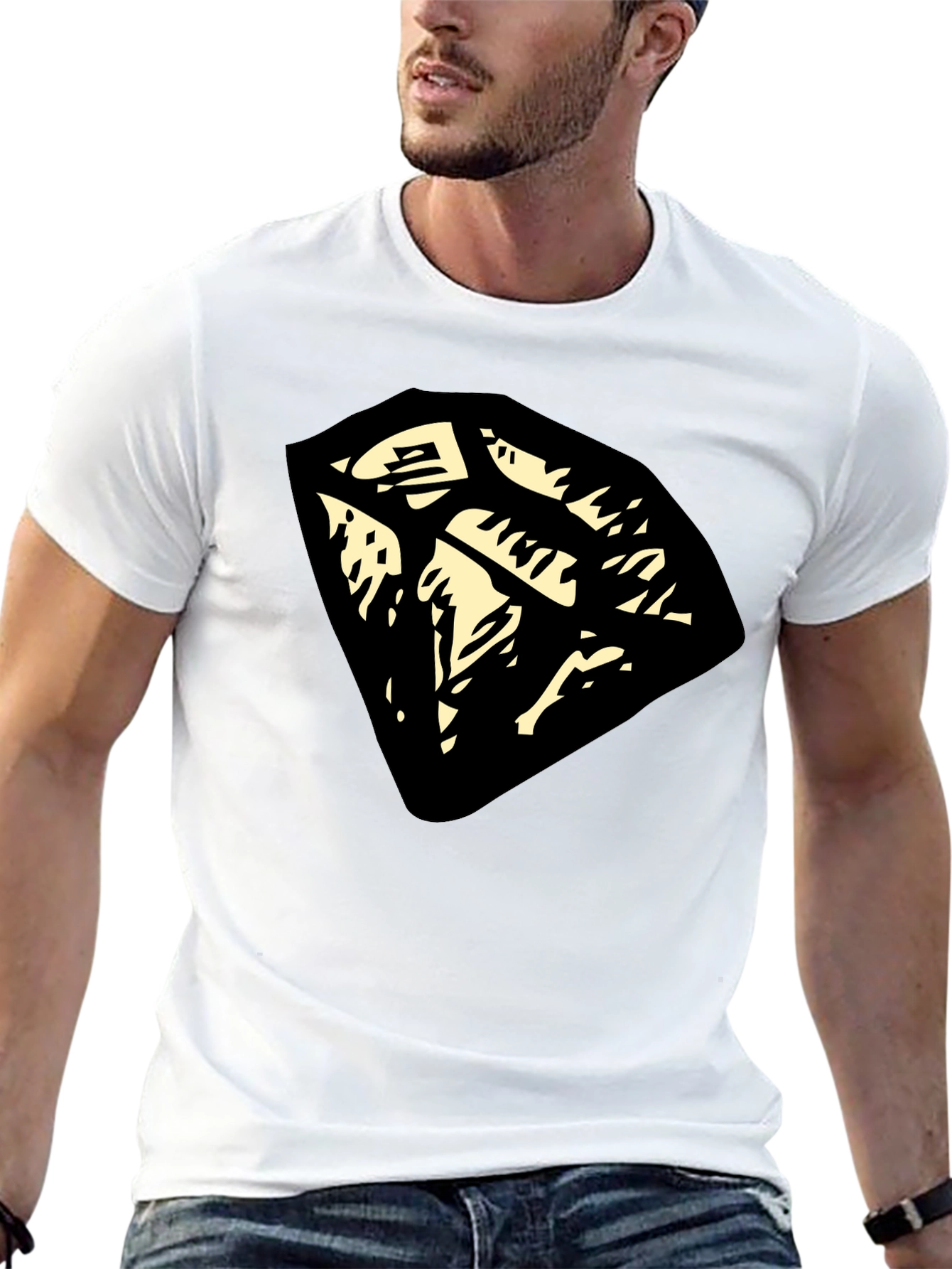 Graphic Tee: Abstract Diamond Design - Black