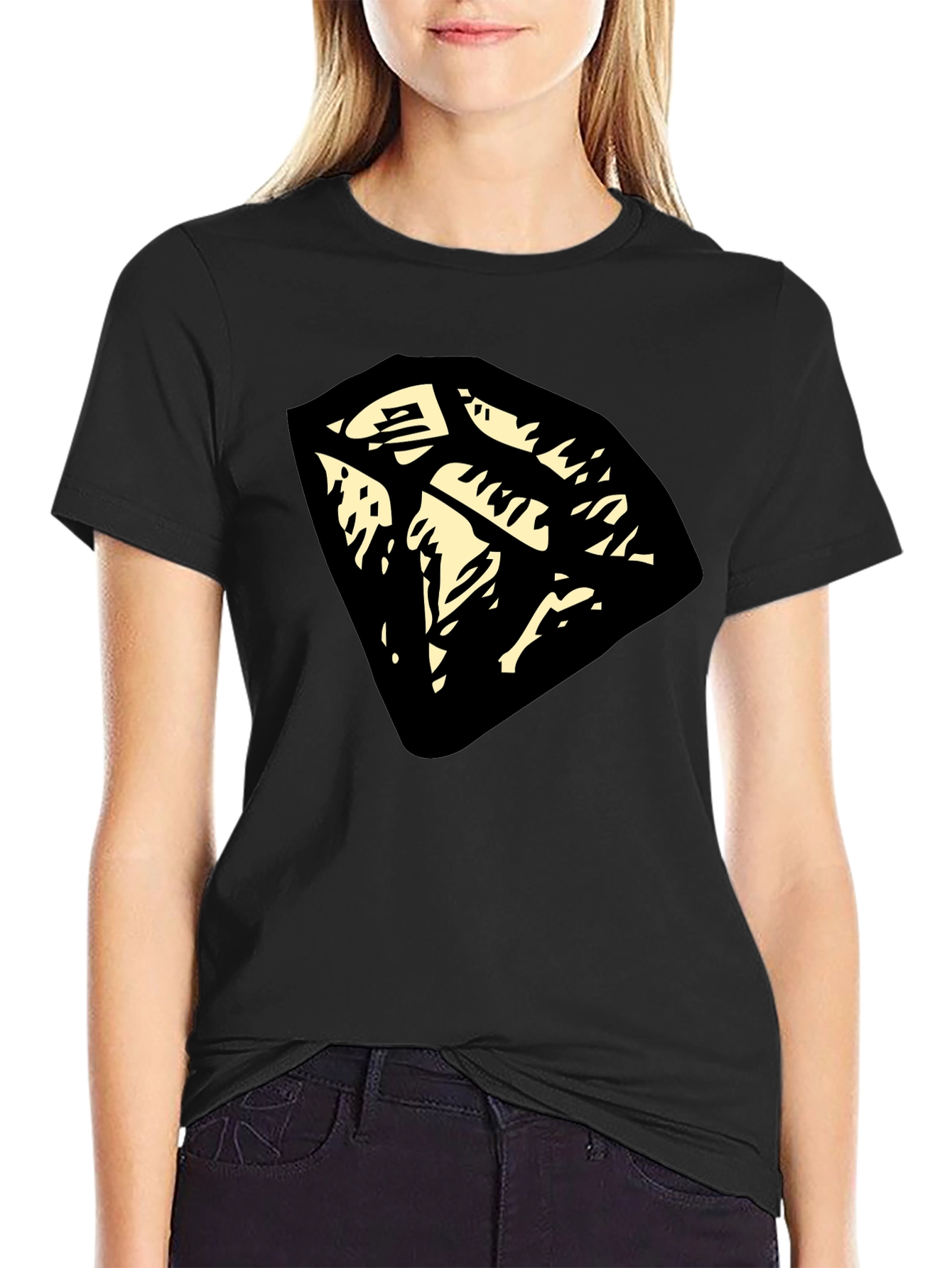 Graphic Tee: Abstract Diamond Design - Black