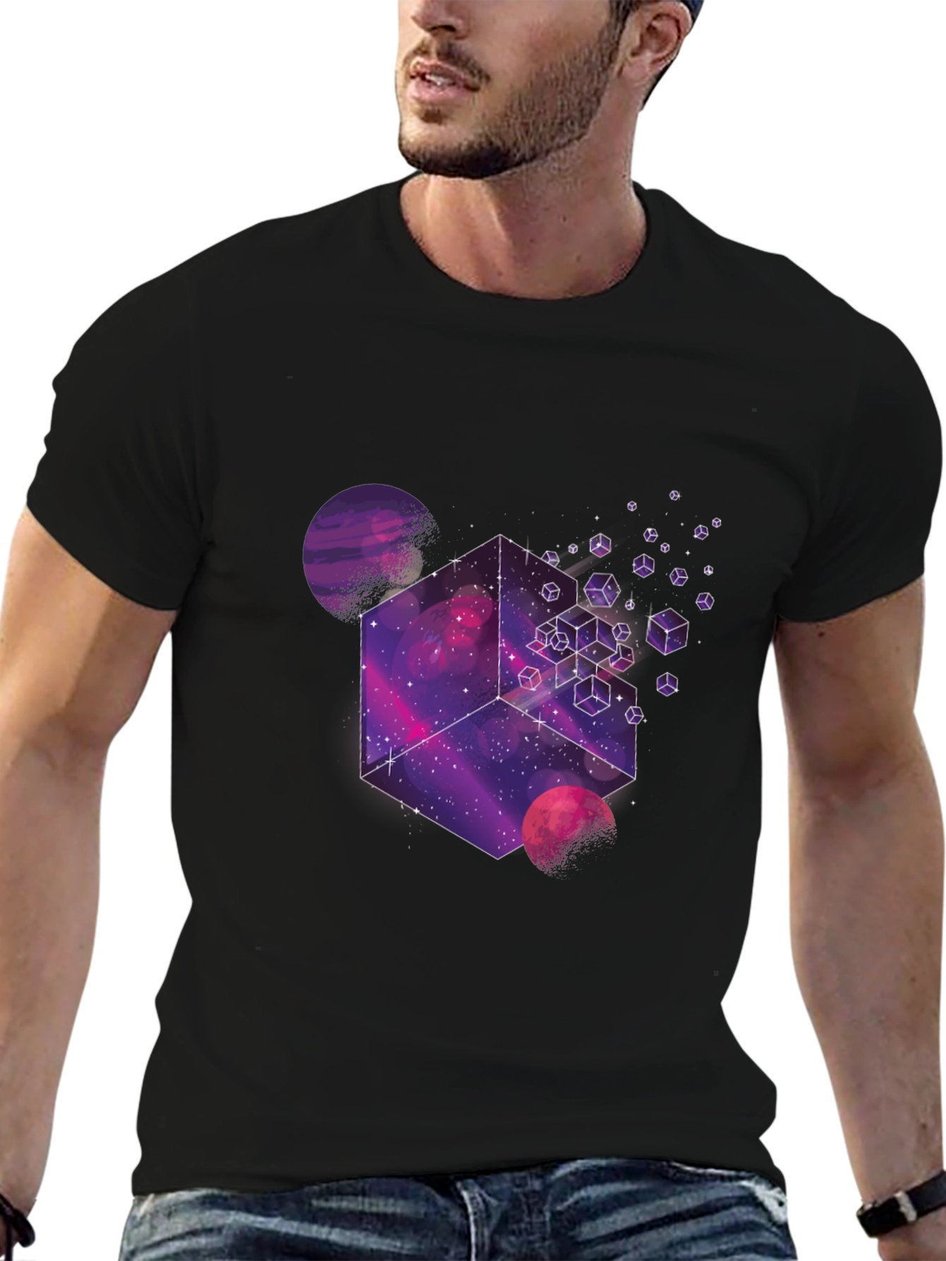 Cosmic Cube Graphic Tee - Black