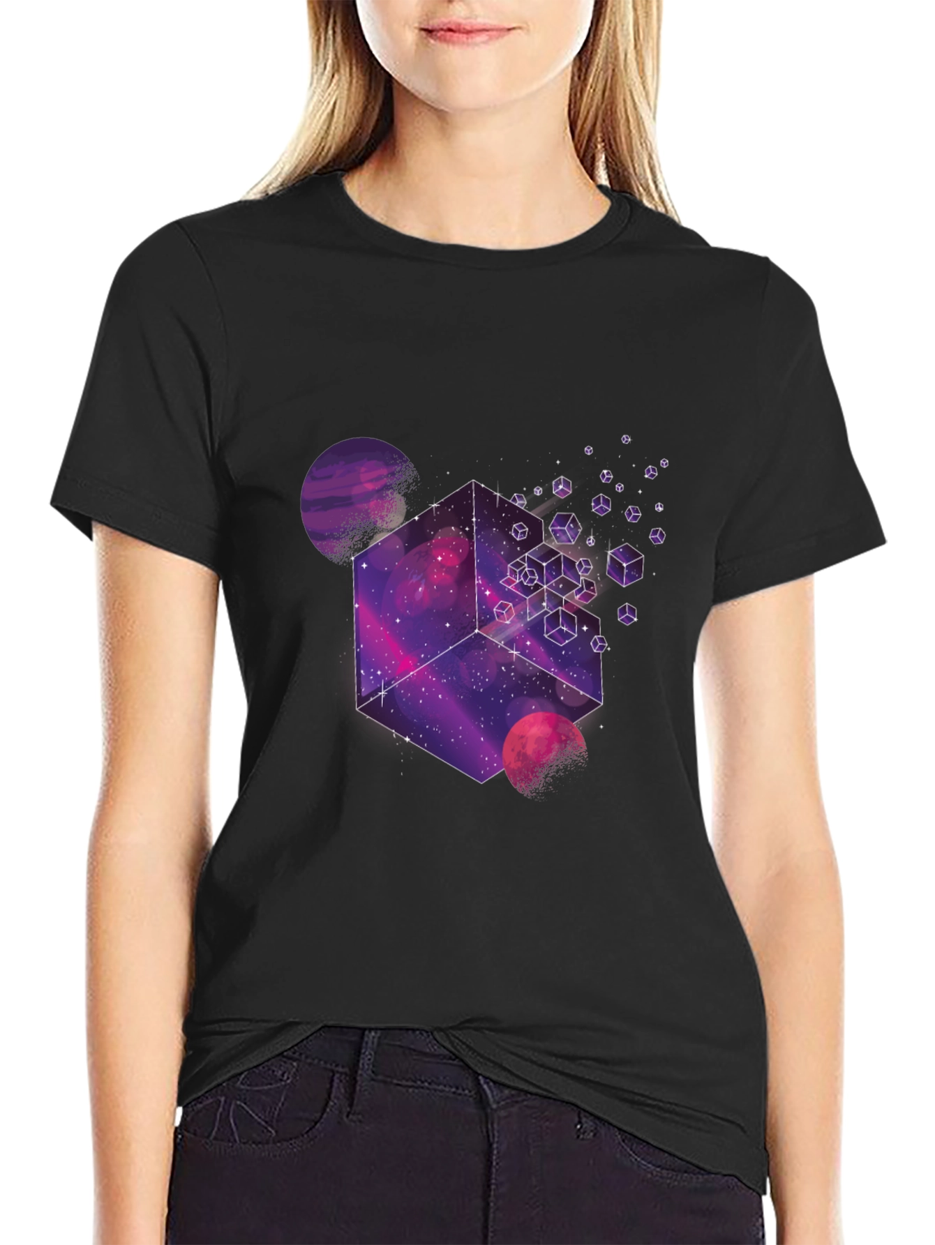 Cosmic Cube Graphic Tee - Black