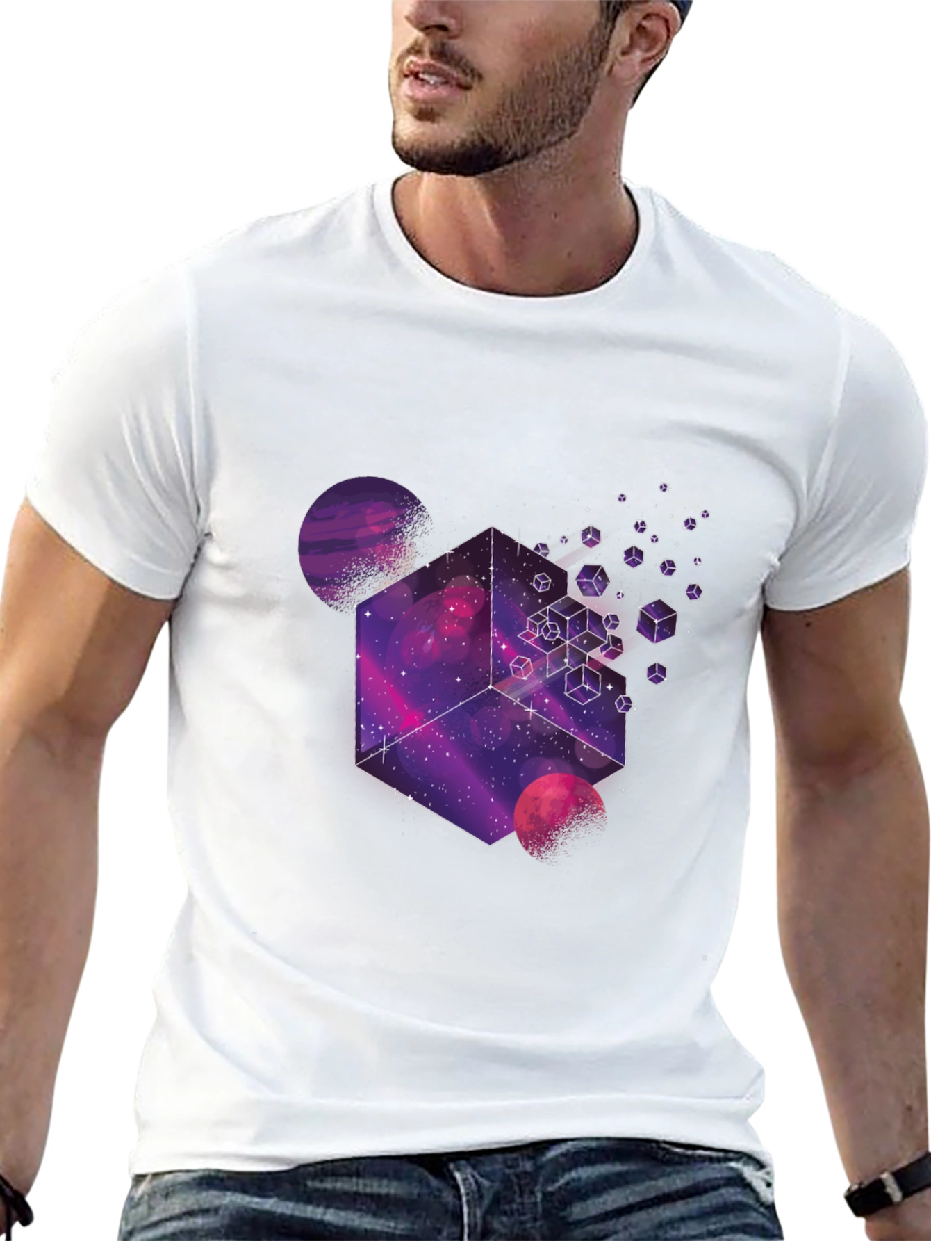 Cosmic Cube Graphic Tee - Black