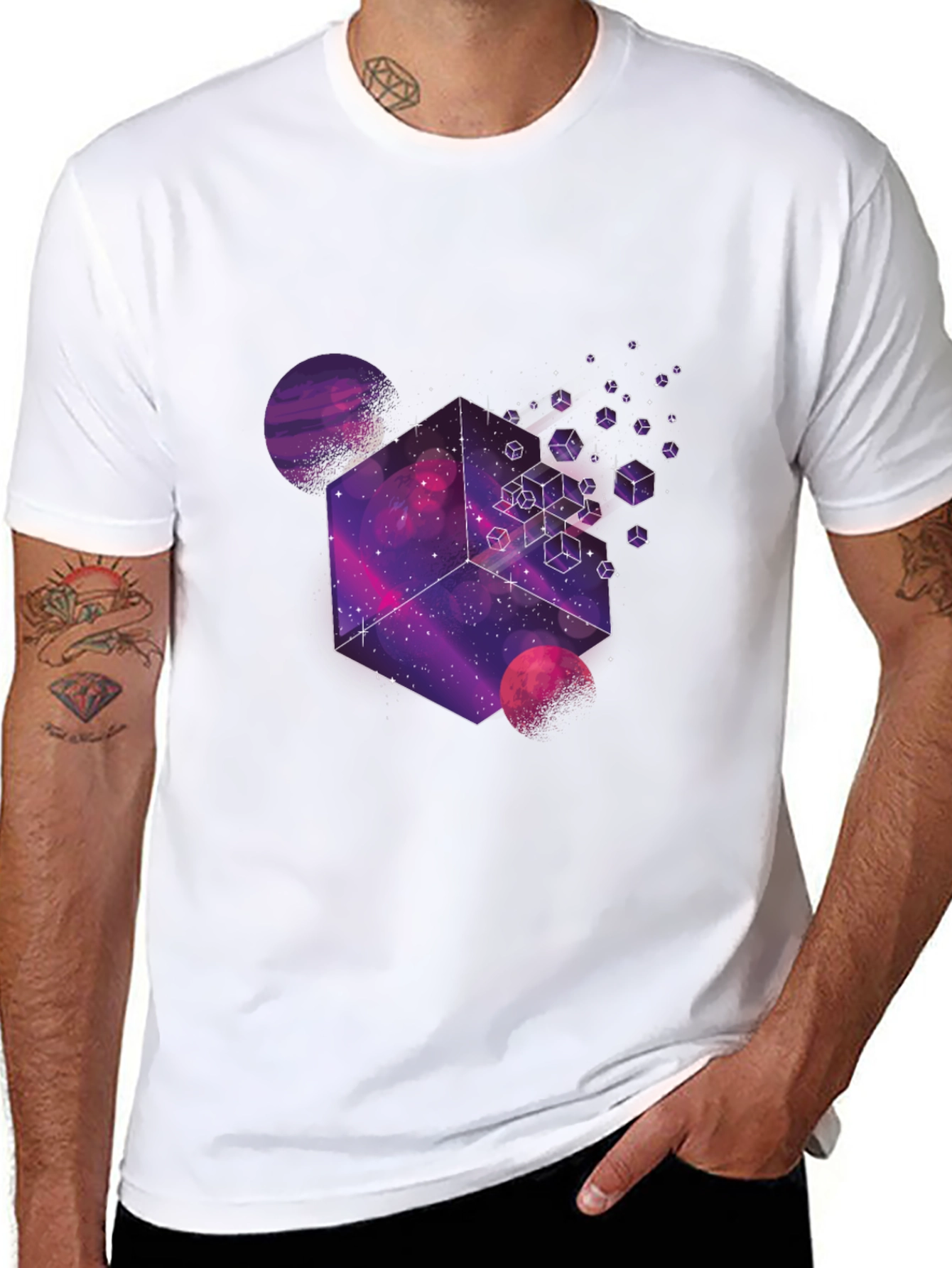 Cosmic Cube Graphic Tee - Black