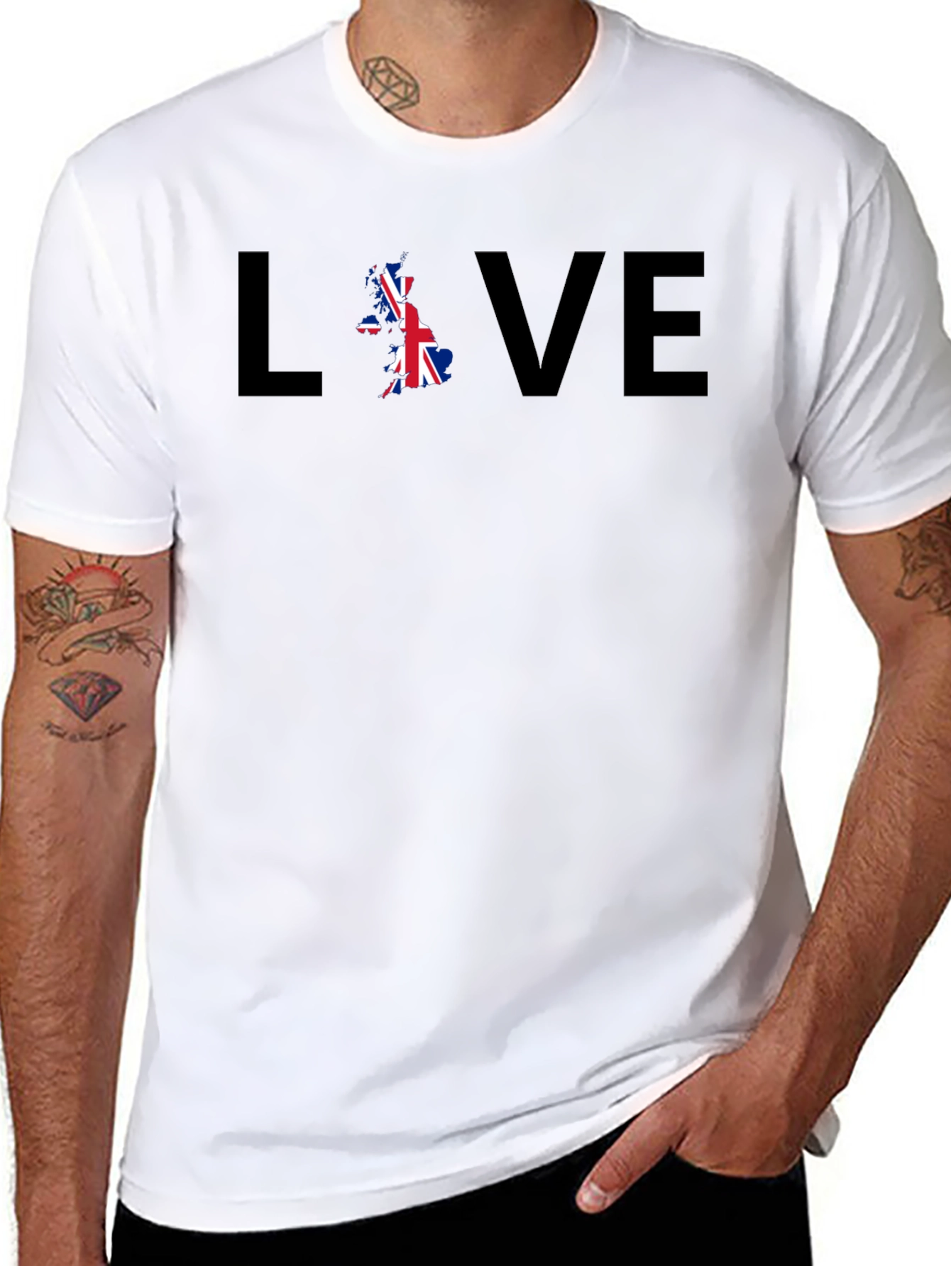 UK Flag LOVE Graphic T-Shirt - Black
