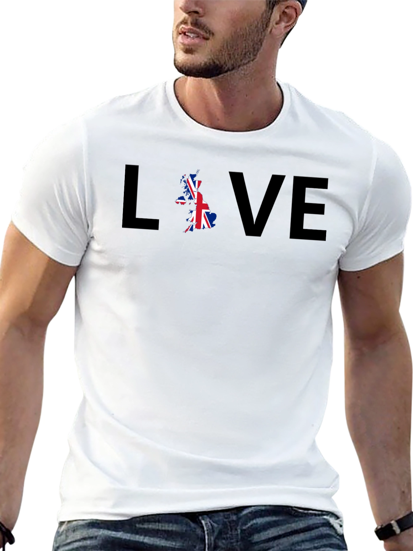 UK Flag LOVE Graphic T-Shirt - Black