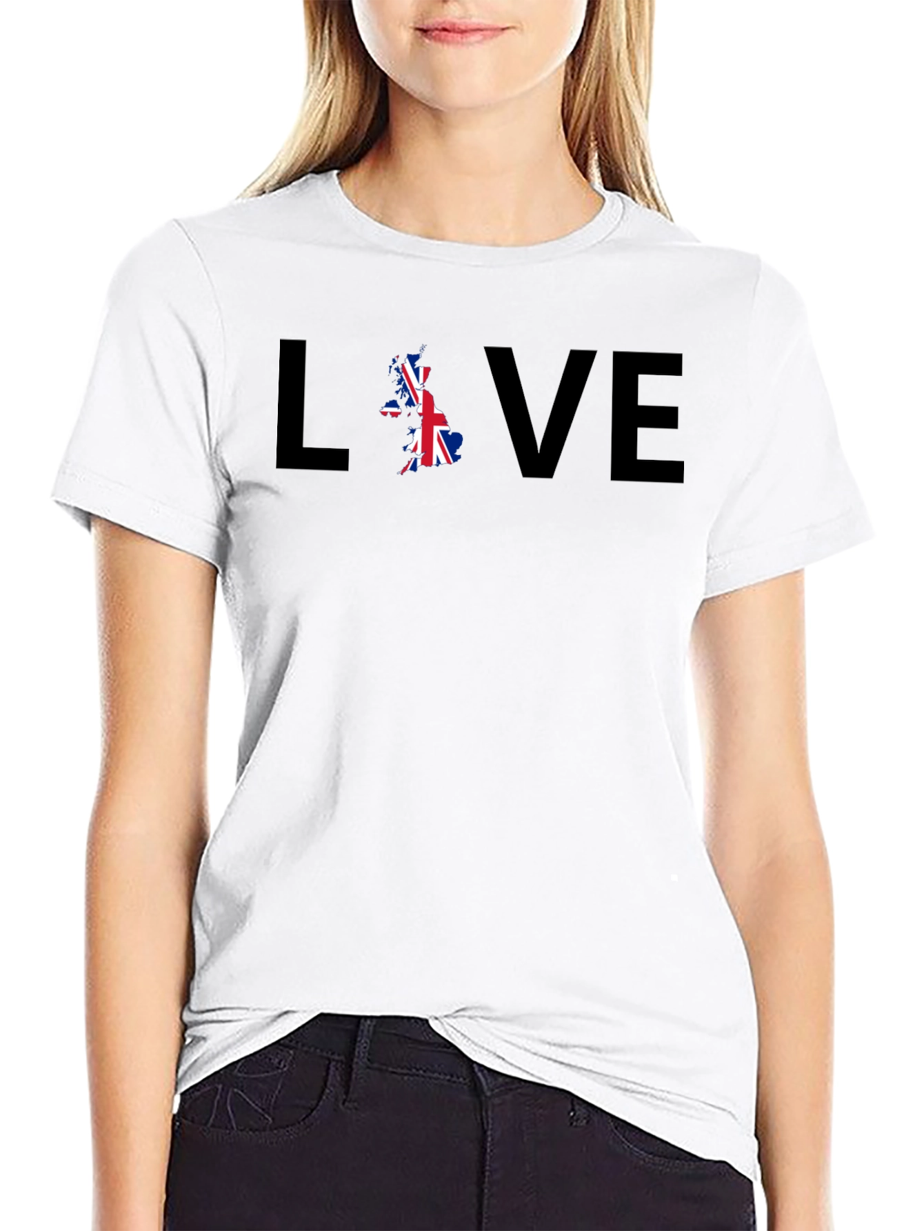 UK Flag LOVE Graphic T-Shirt - Black