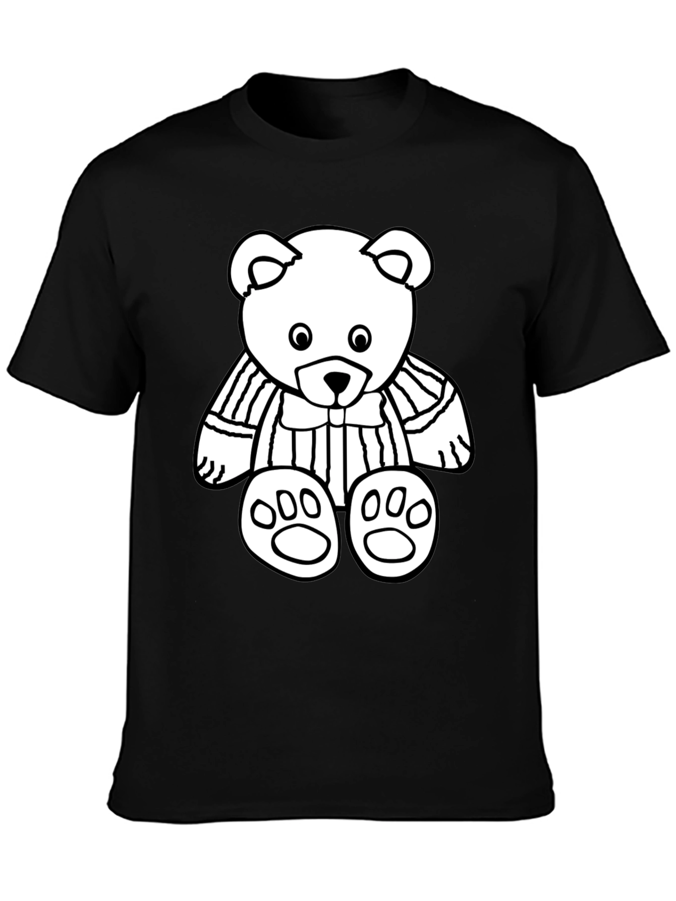 Black T-Shirt with Cute Bear Graphic Print