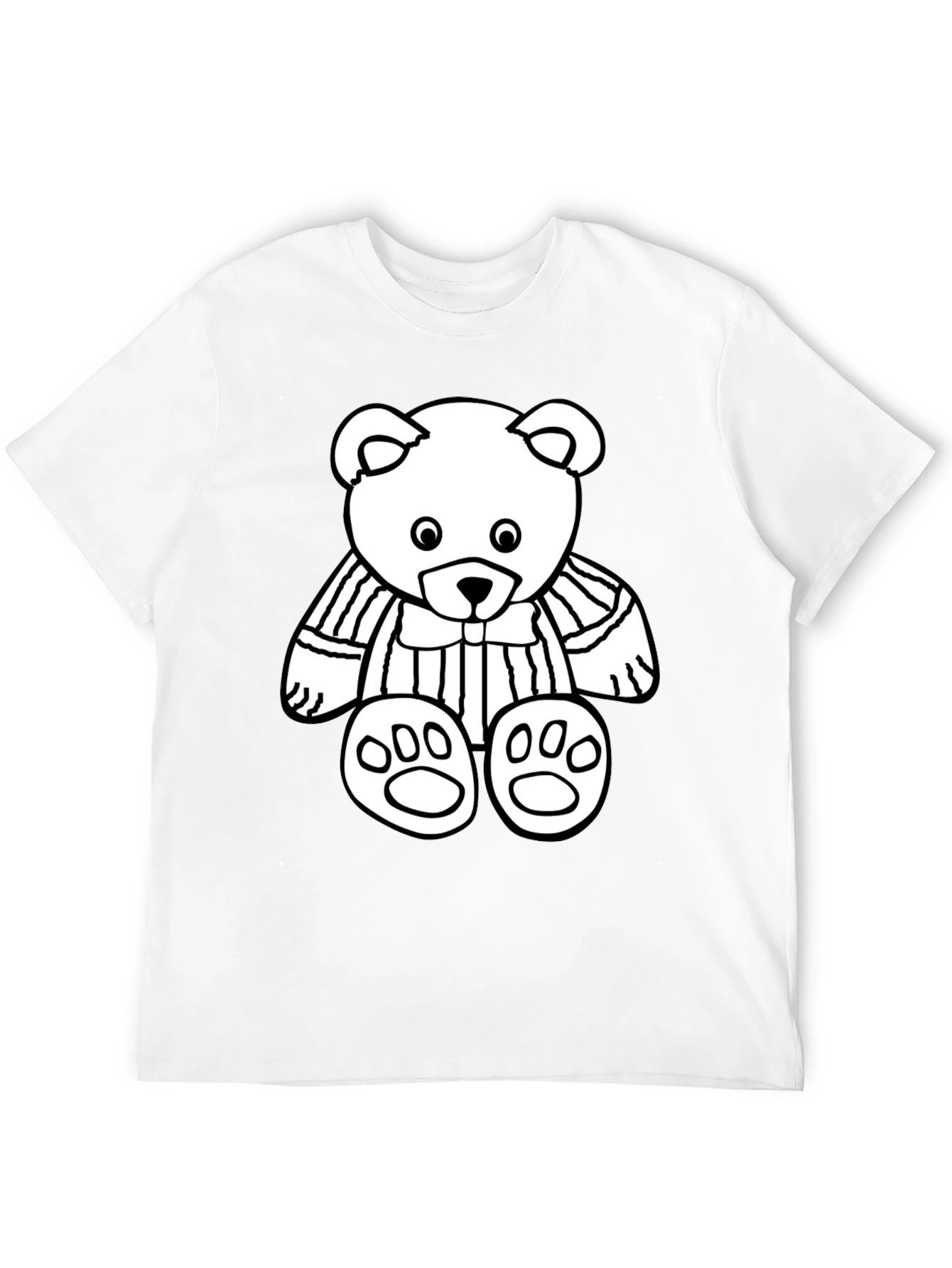 Black T-Shirt with Cute Bear Graphic Print