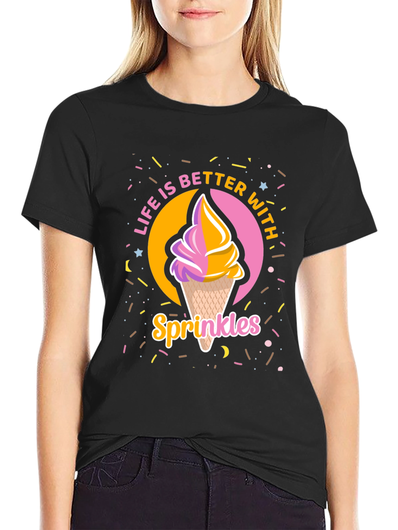 Life is Better with Sprinkles Black T-Shirt