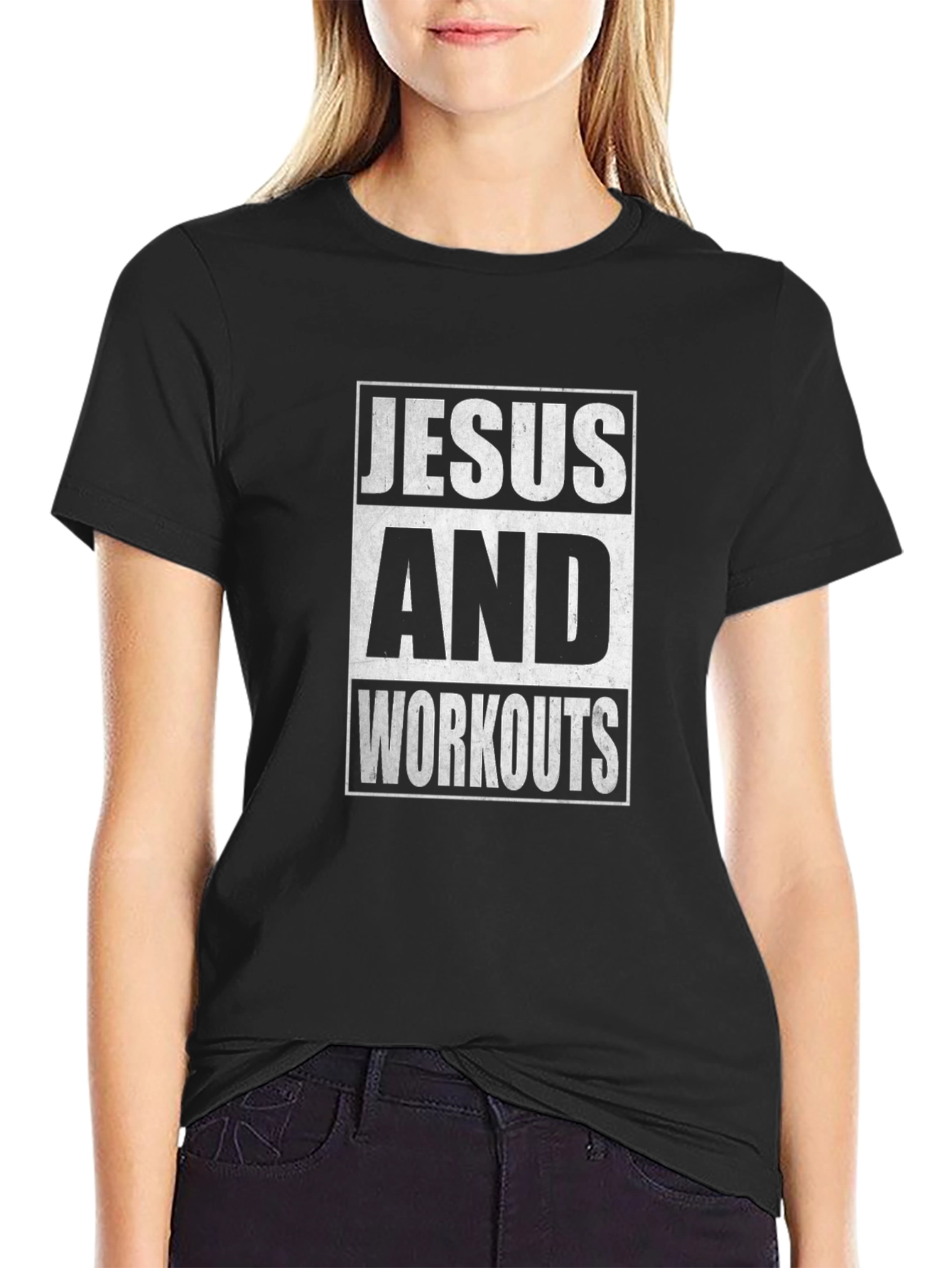 Jesus and Workouts Black Graphic Tee