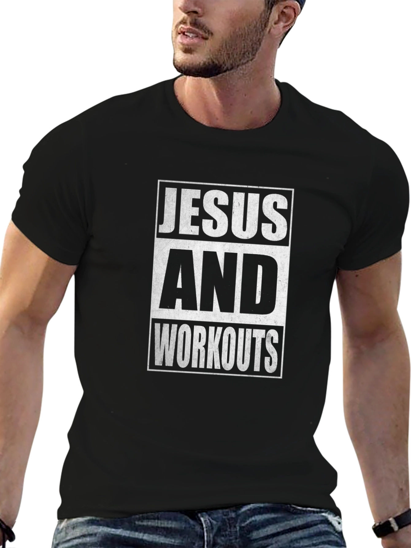 Jesus and Workouts Black Graphic Tee