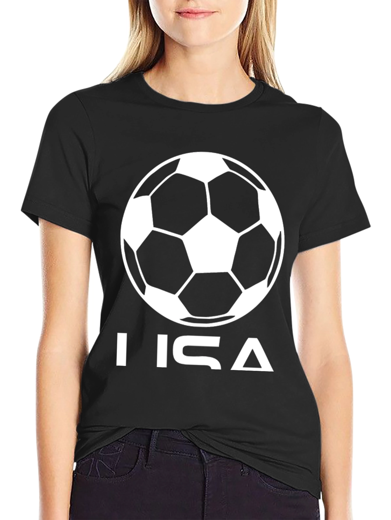 Soccer Ball LISA Personalized Black T-Shirt