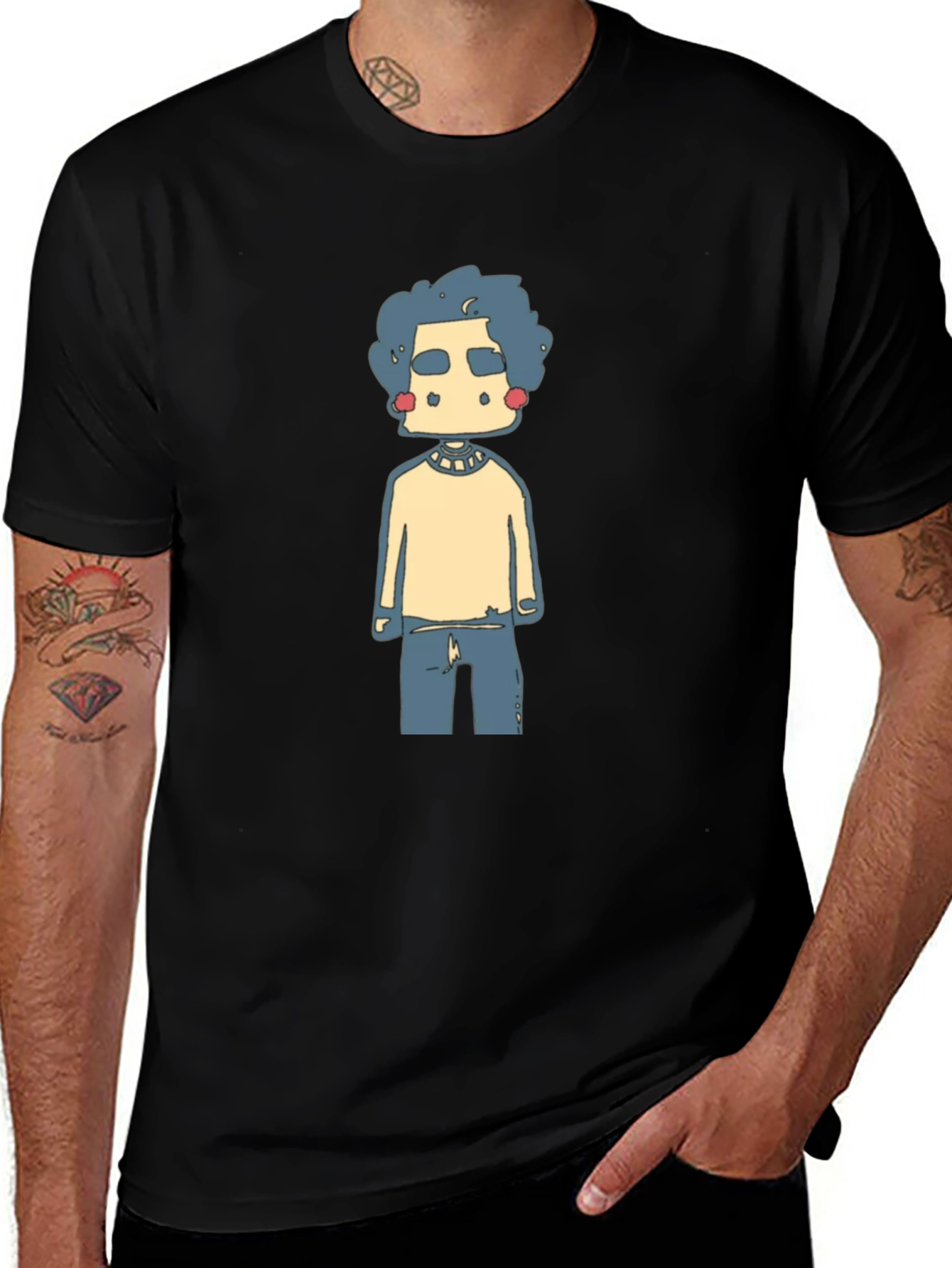 Funky Cartoon Graphic Tee - Black