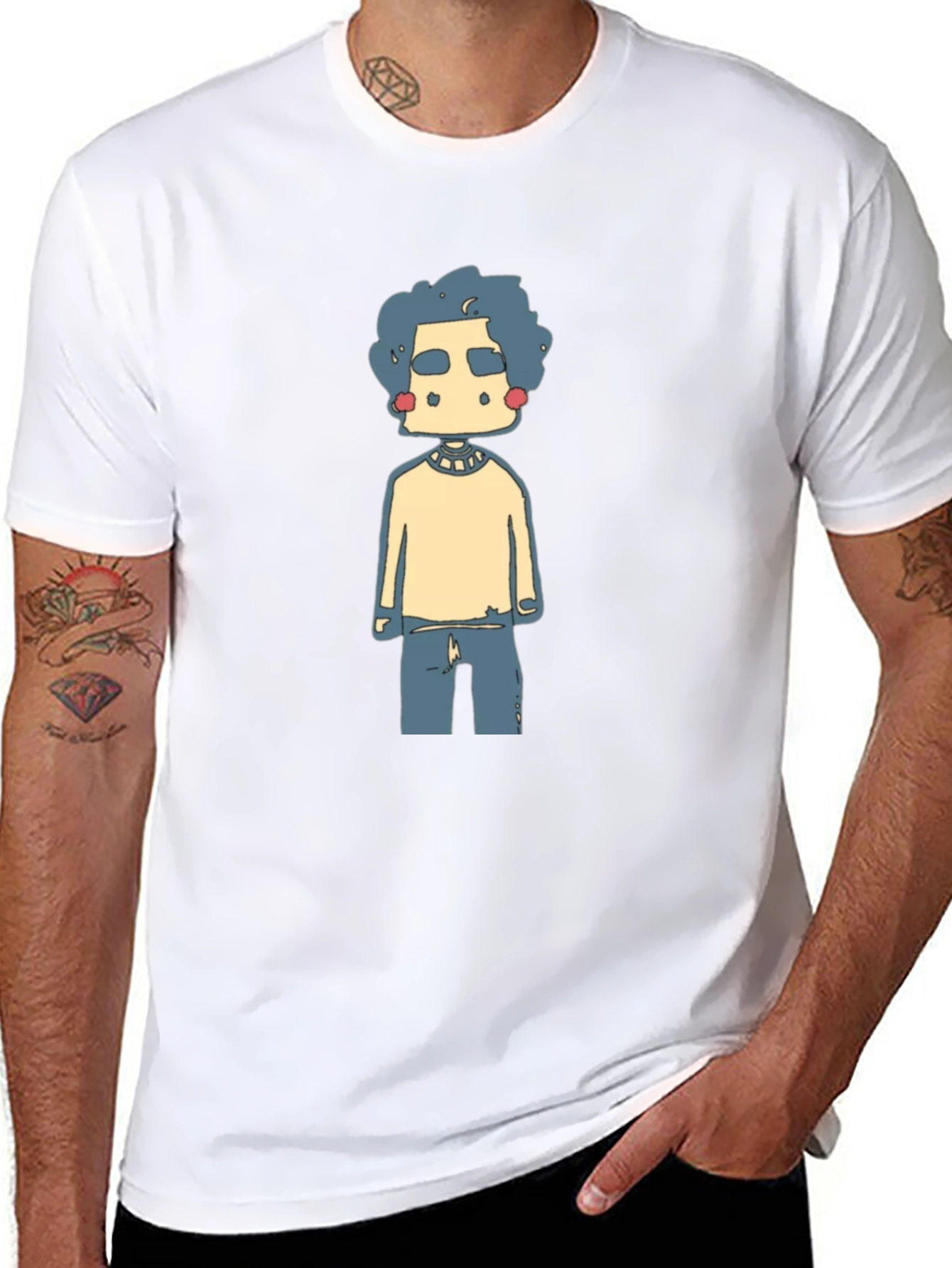 Funky Cartoon Graphic Tee - Black