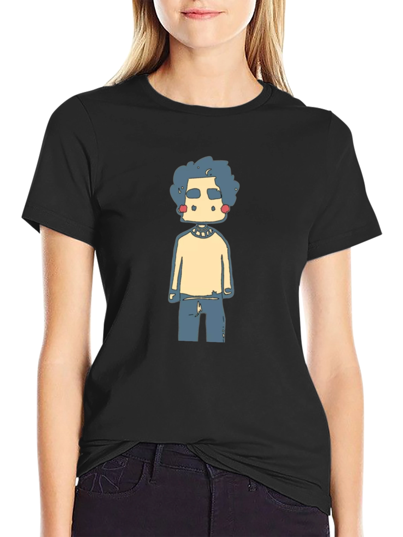 Funky Cartoon Graphic Tee - Black