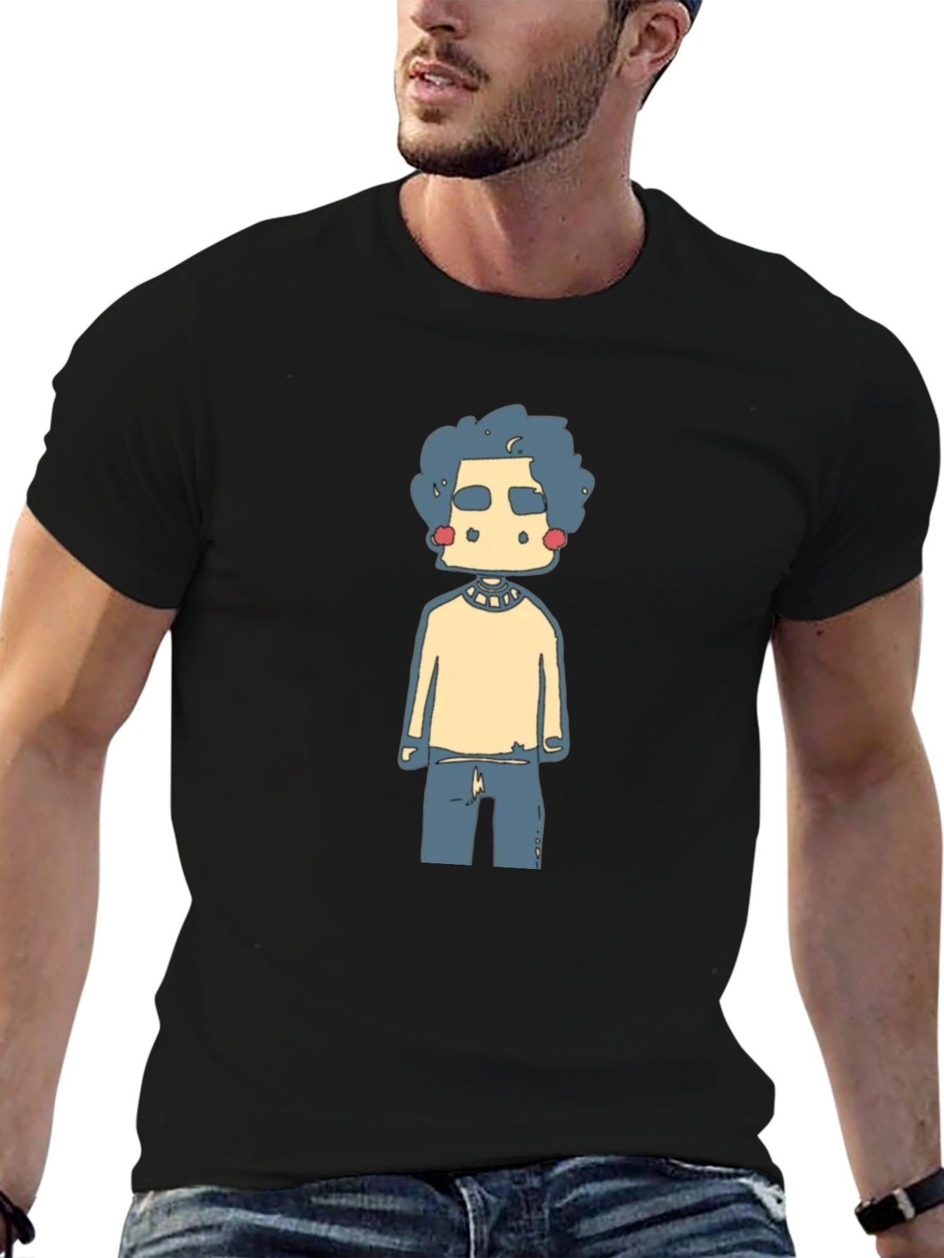Funky Cartoon Graphic Tee - Black