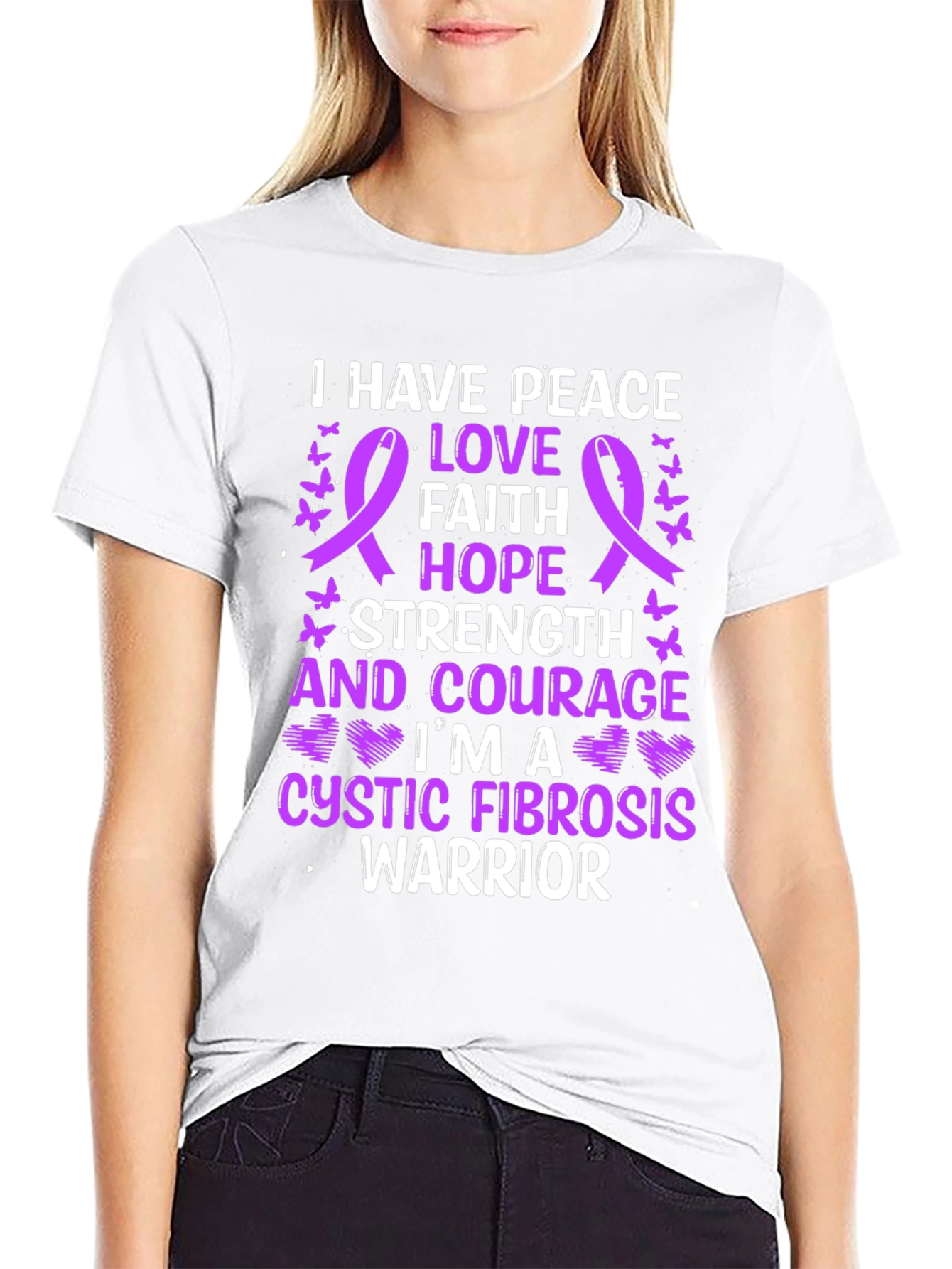 Cystic Fibrosis Warrior T-Shirt: Peace Love Hope