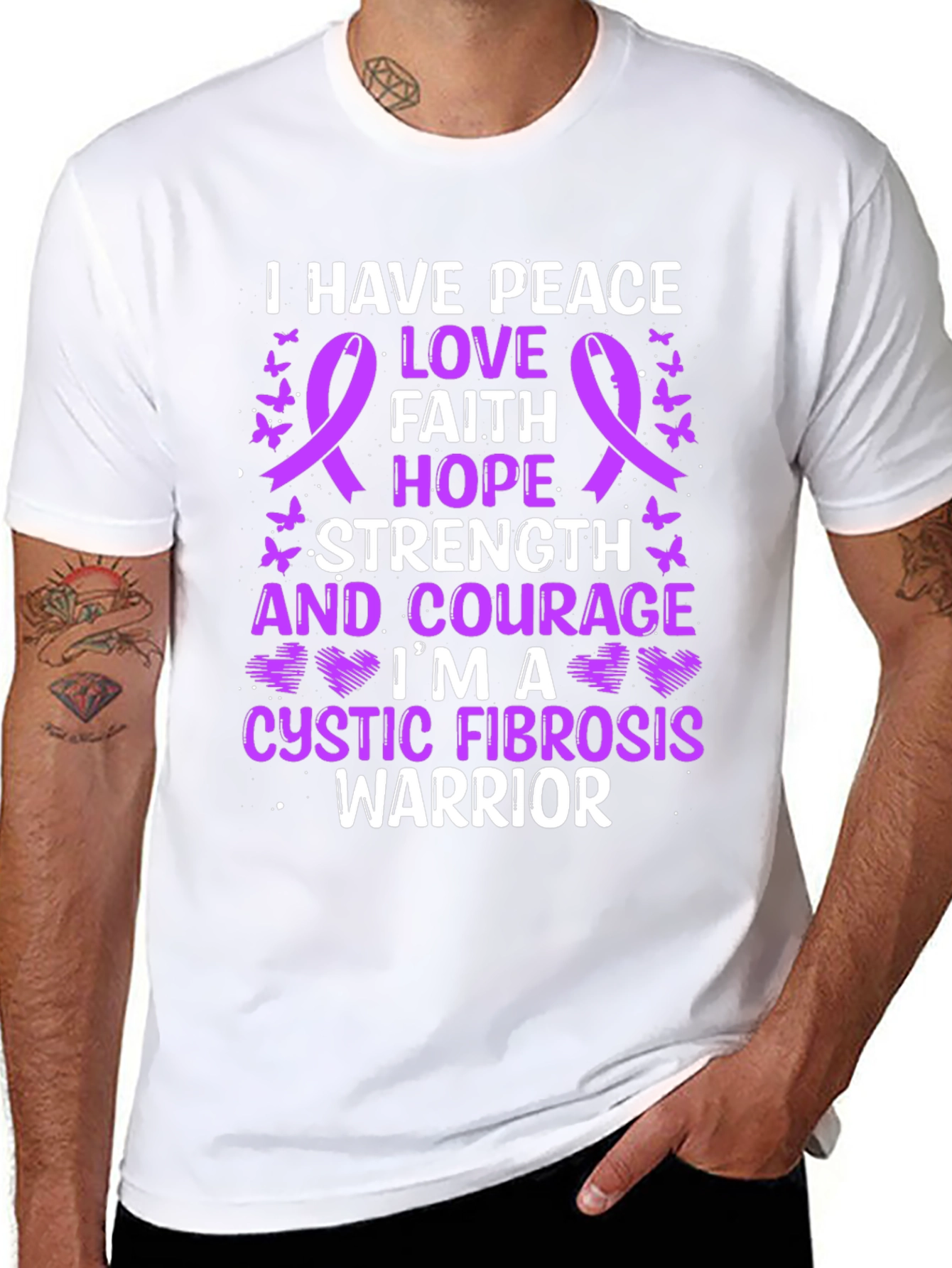 Cystic Fibrosis Warrior T-Shirt: Peace Love Hope