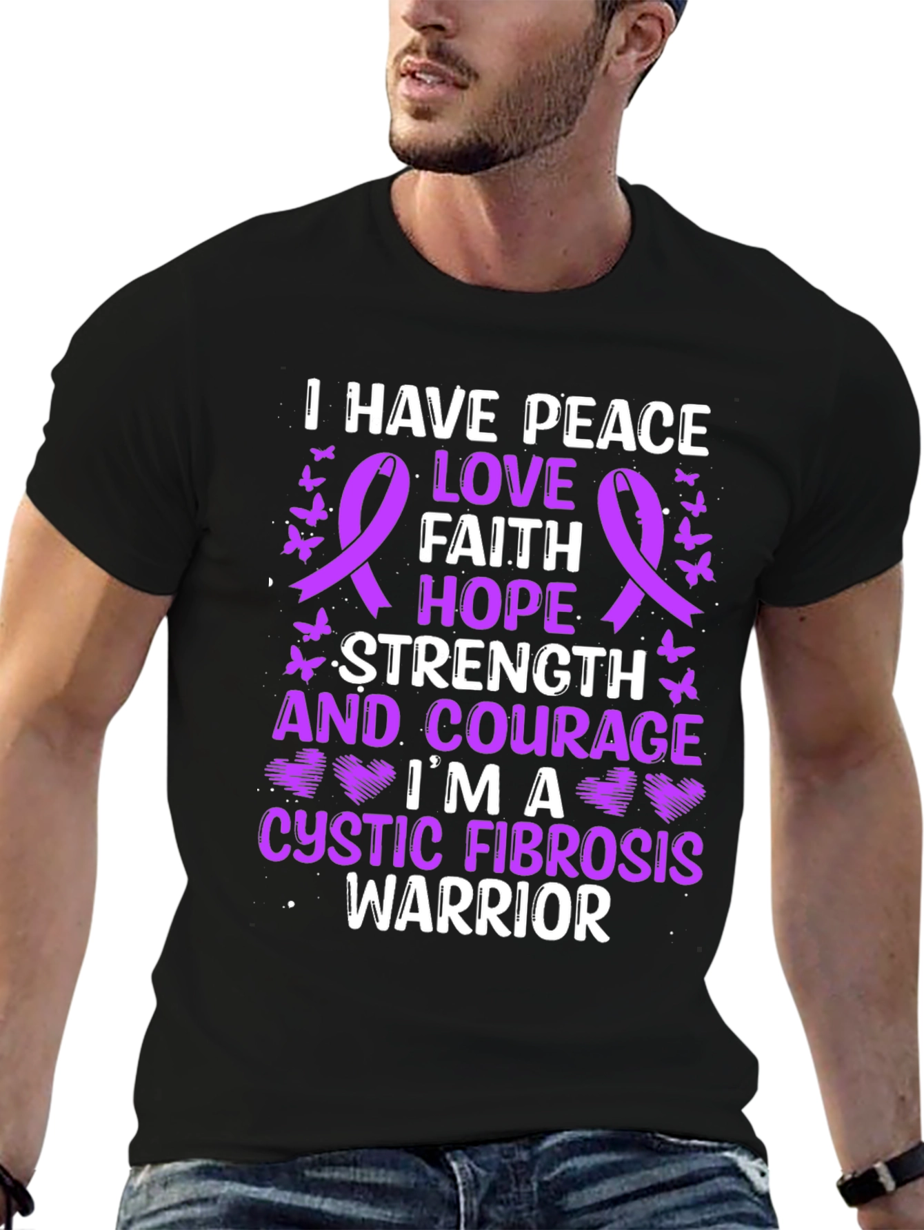 Cystic Fibrosis Warrior T-Shirt: Peace Love Hope