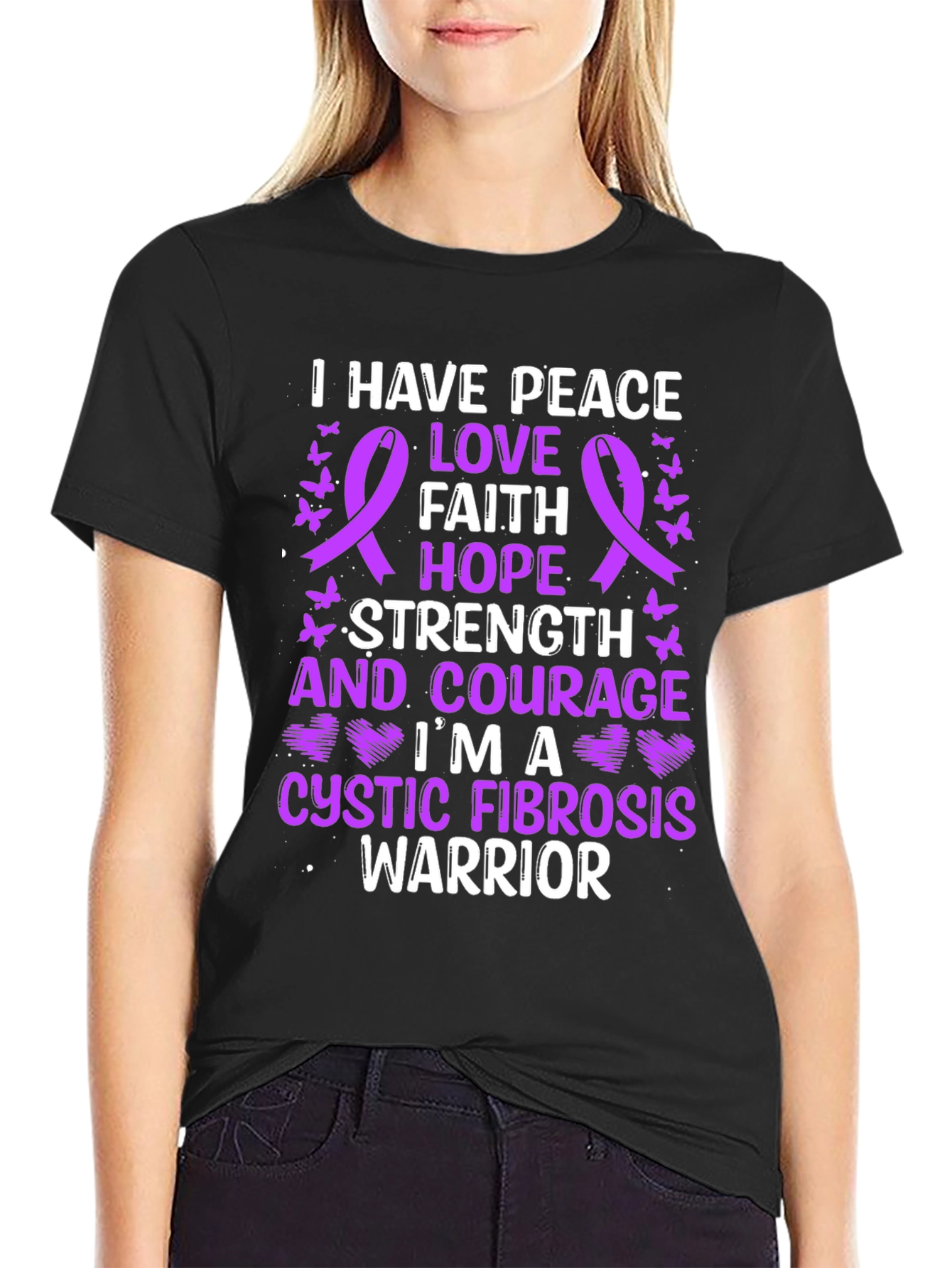Cystic Fibrosis Warrior T-Shirt: Peace Love Hope