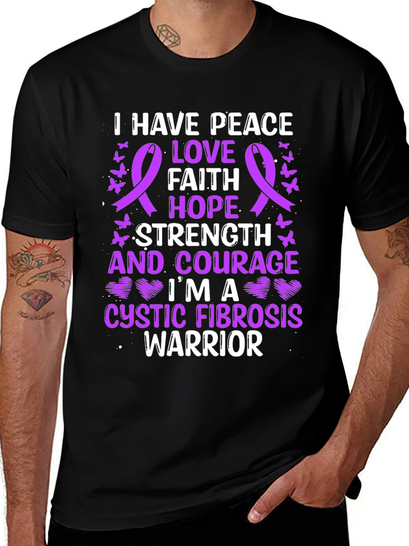 Cystic Fibrosis Warrior T-Shirt: Peace Love Hope